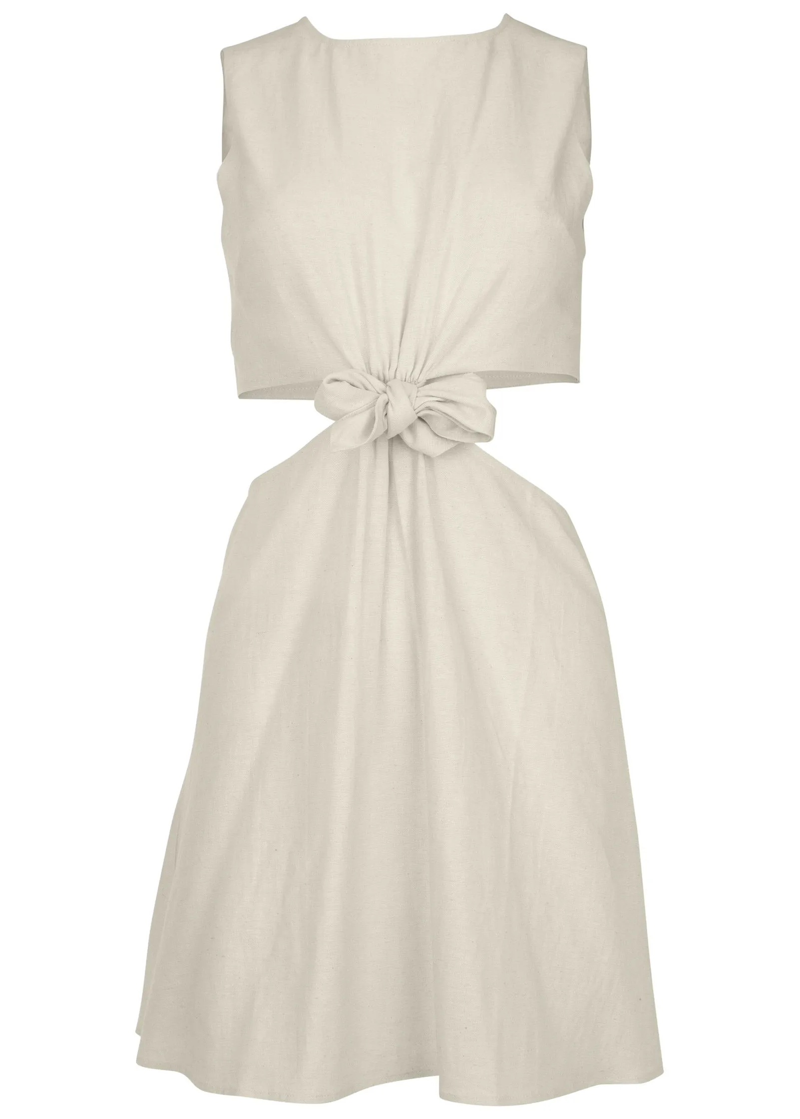 Linen Cutout Mini Dress - Cream