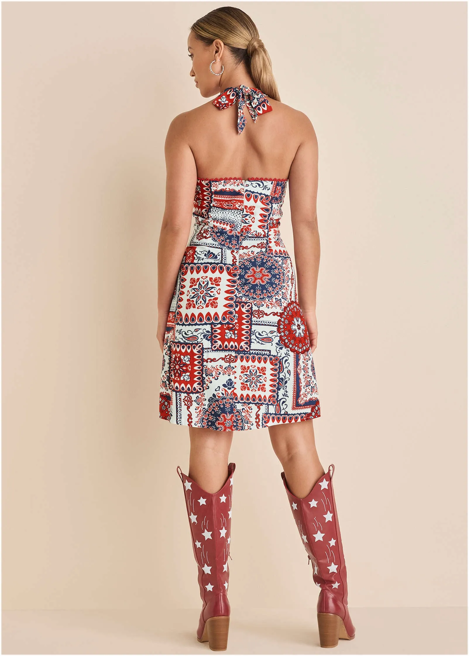 Linen Halter Dress - Heritage Bandana Medley