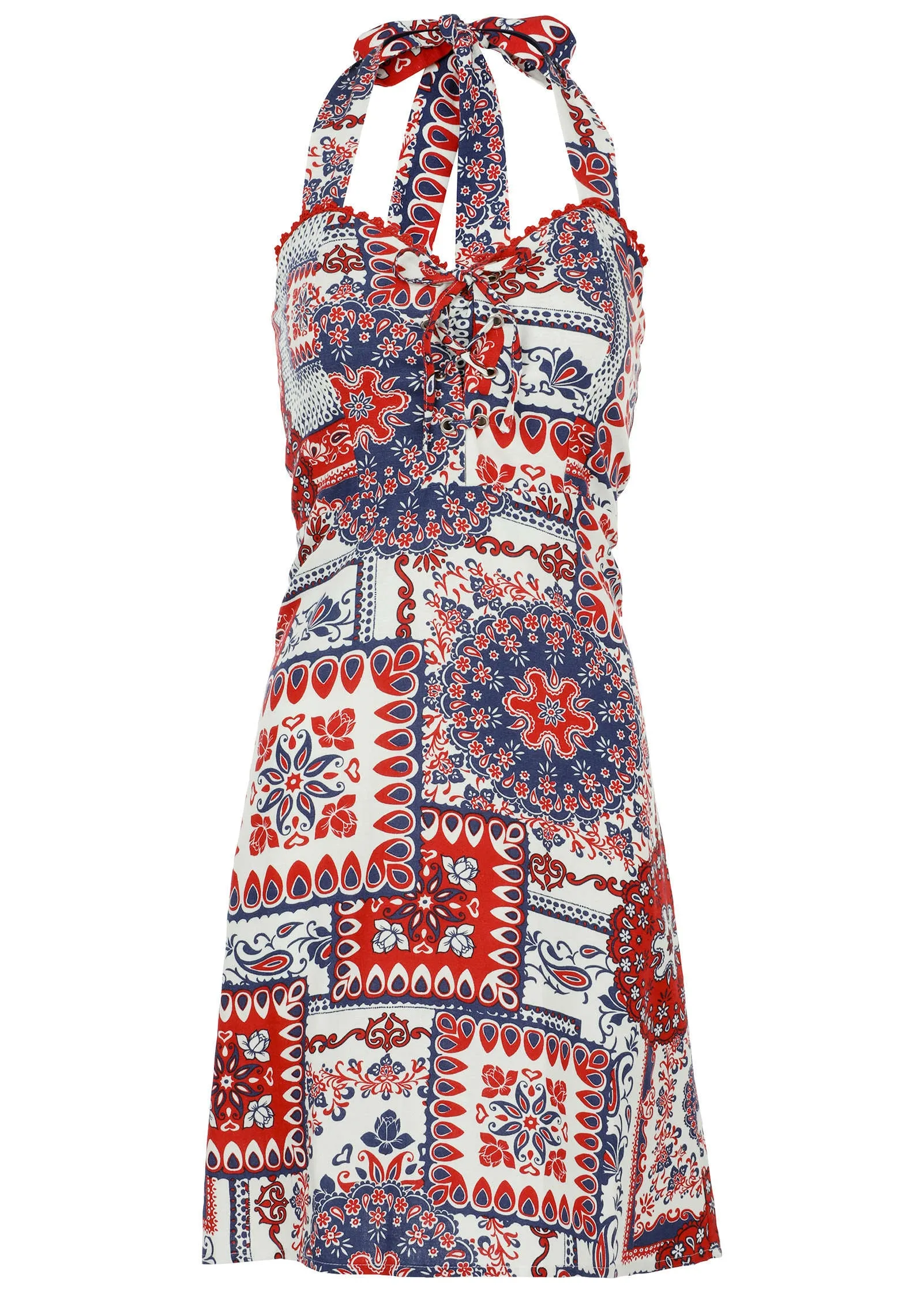 Linen Halter Dress - Heritage Bandana Medley