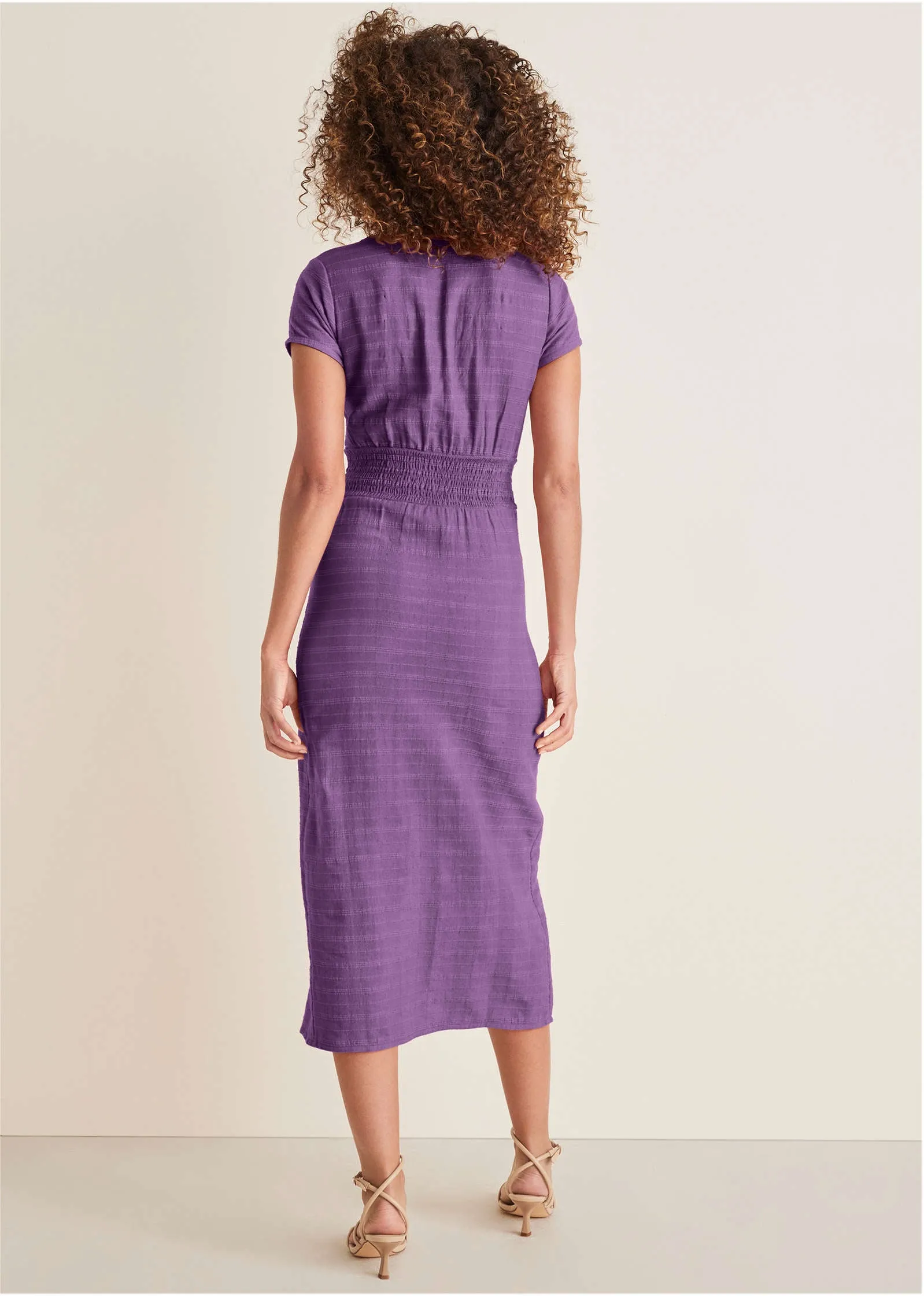 Linen Midi Dress - Purple