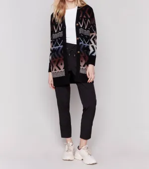 Long Ombre Pattern Cardigan In Midnight