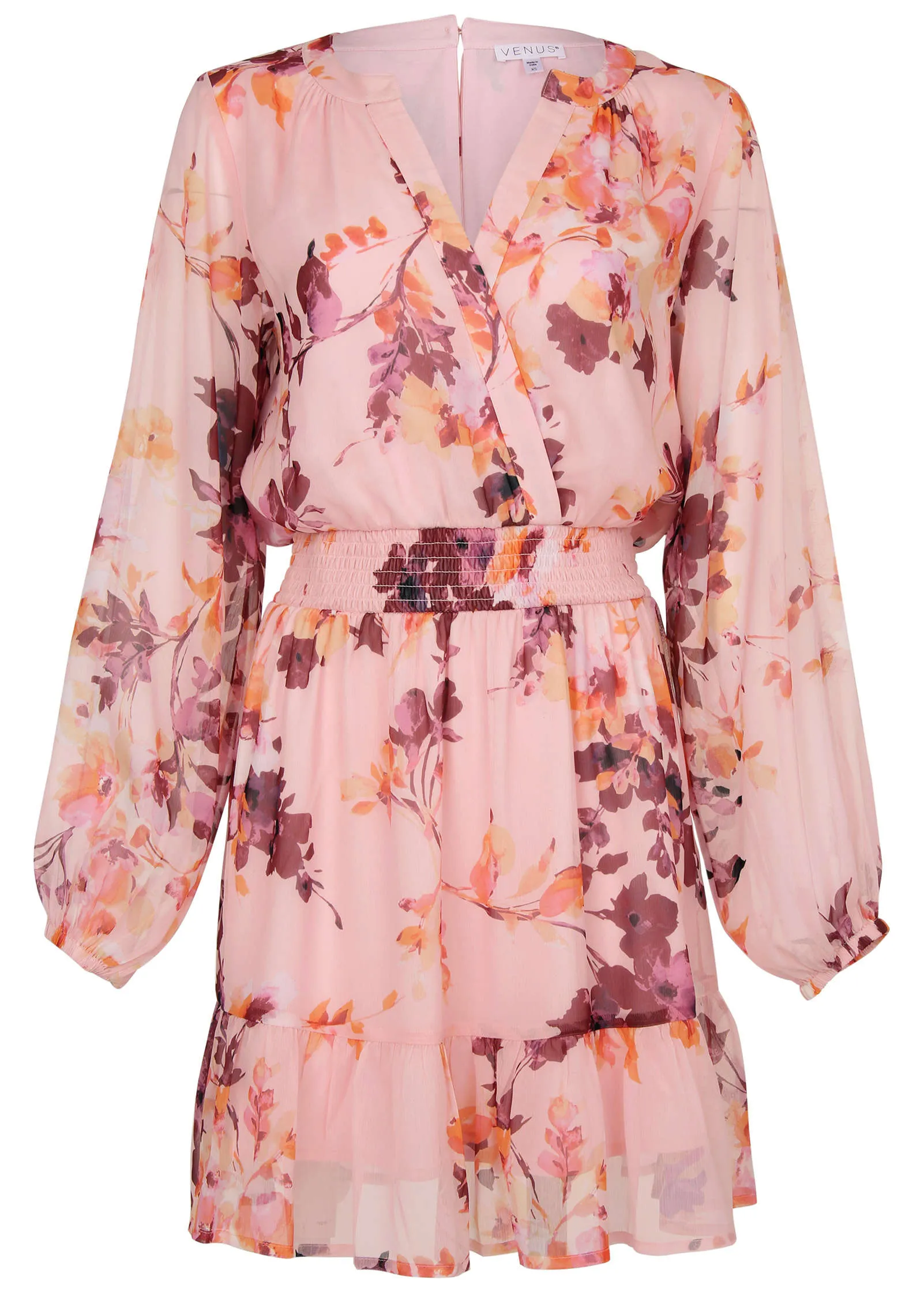 Long Sleeve Floral Mini Dress - Winter Floral