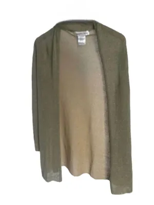 Long Sleeve Open Cardigan In Wood Sage Gold
