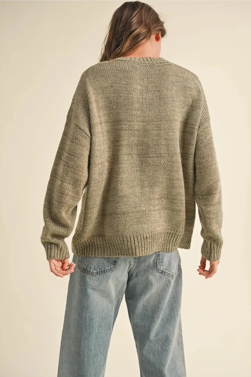 Lucy Lace Up Sweater In Olive