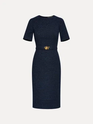 Lurex Check Tweed Pencil Dress