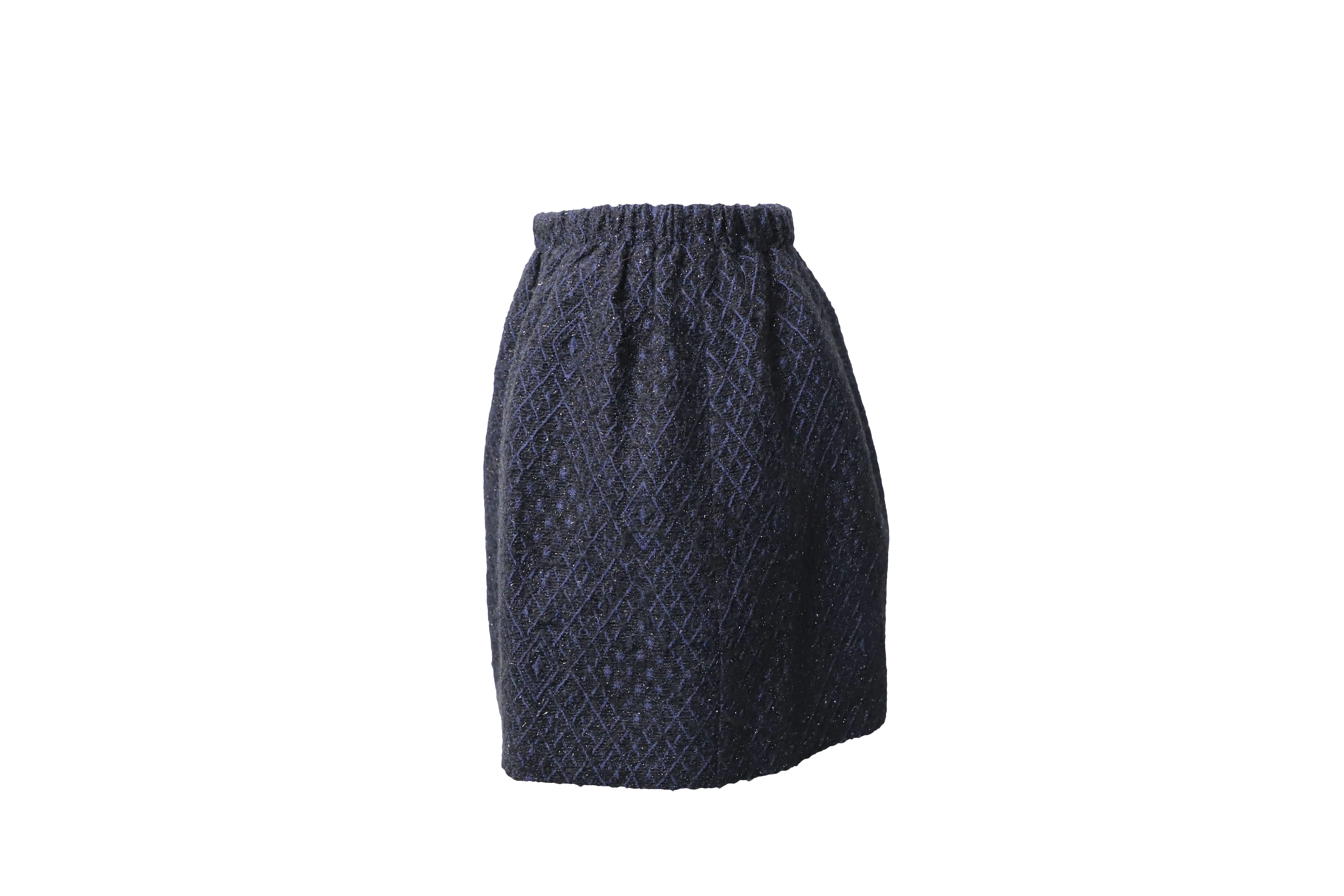 Maje Diamond Embroidered Mini Skirt in Blue Nylon