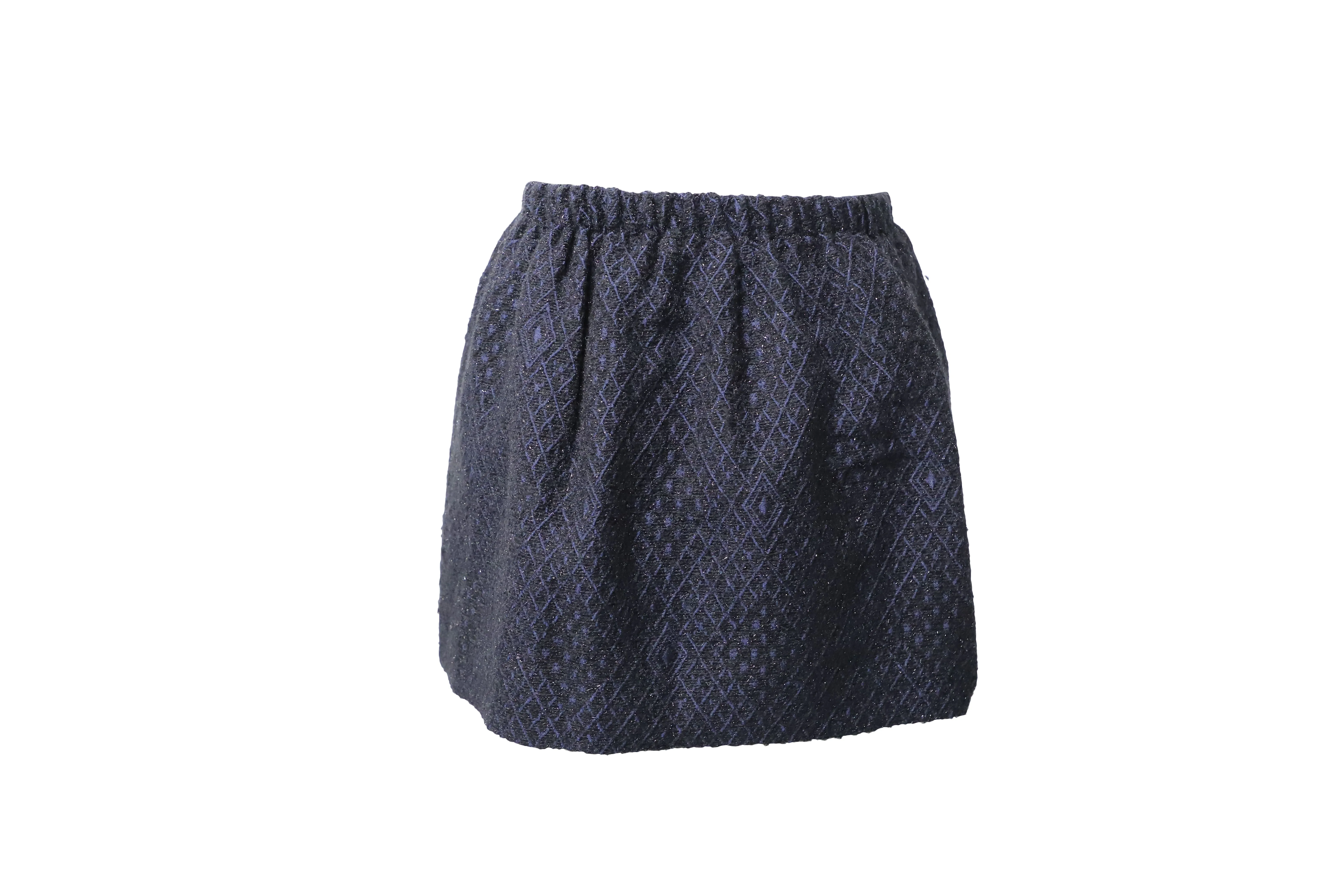 Maje Diamond Embroidered Mini Skirt in Blue Nylon