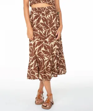 Malia Midi Skirt In Brown/cream
