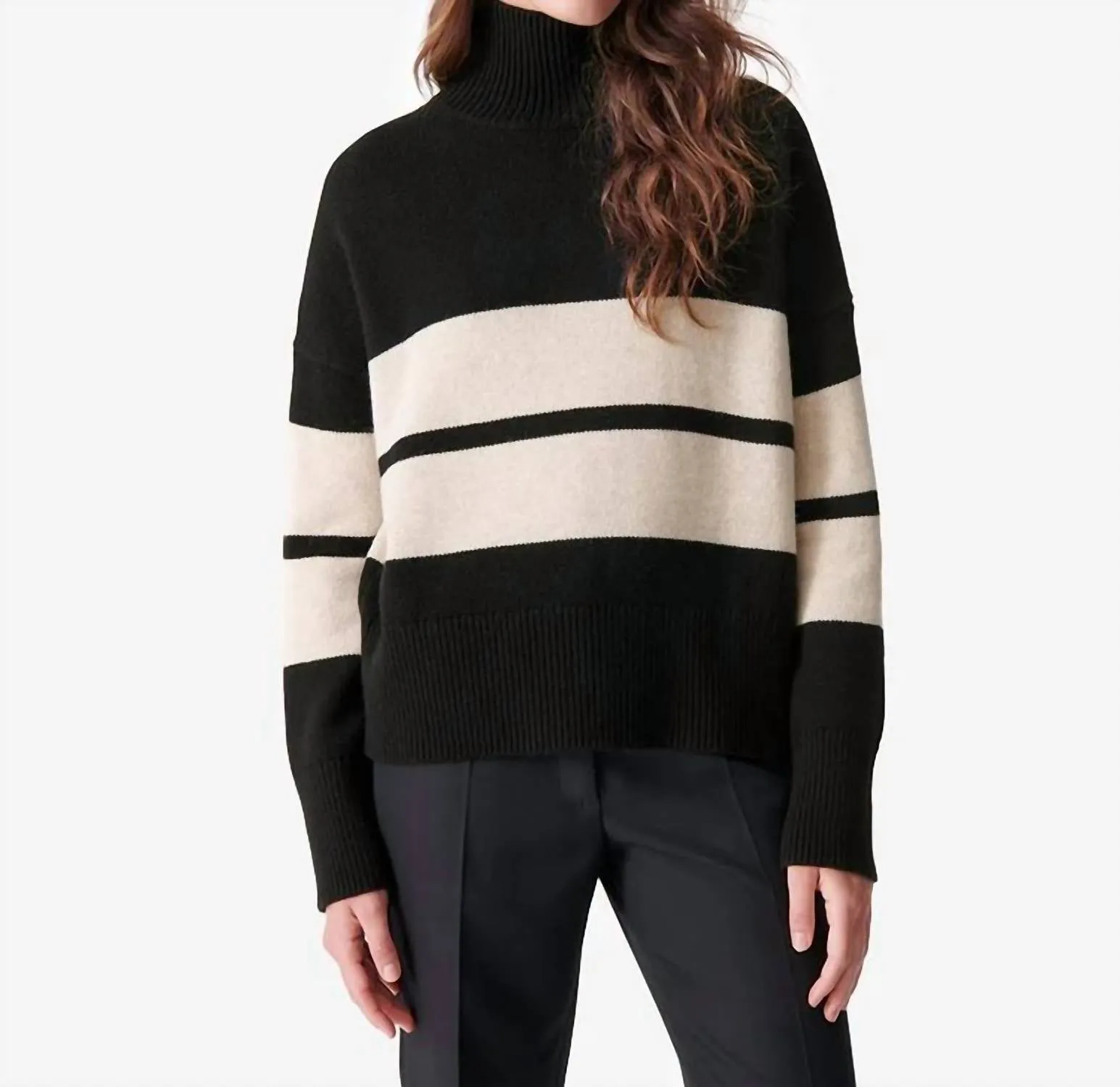 Malo Sweater In Noire/ecru