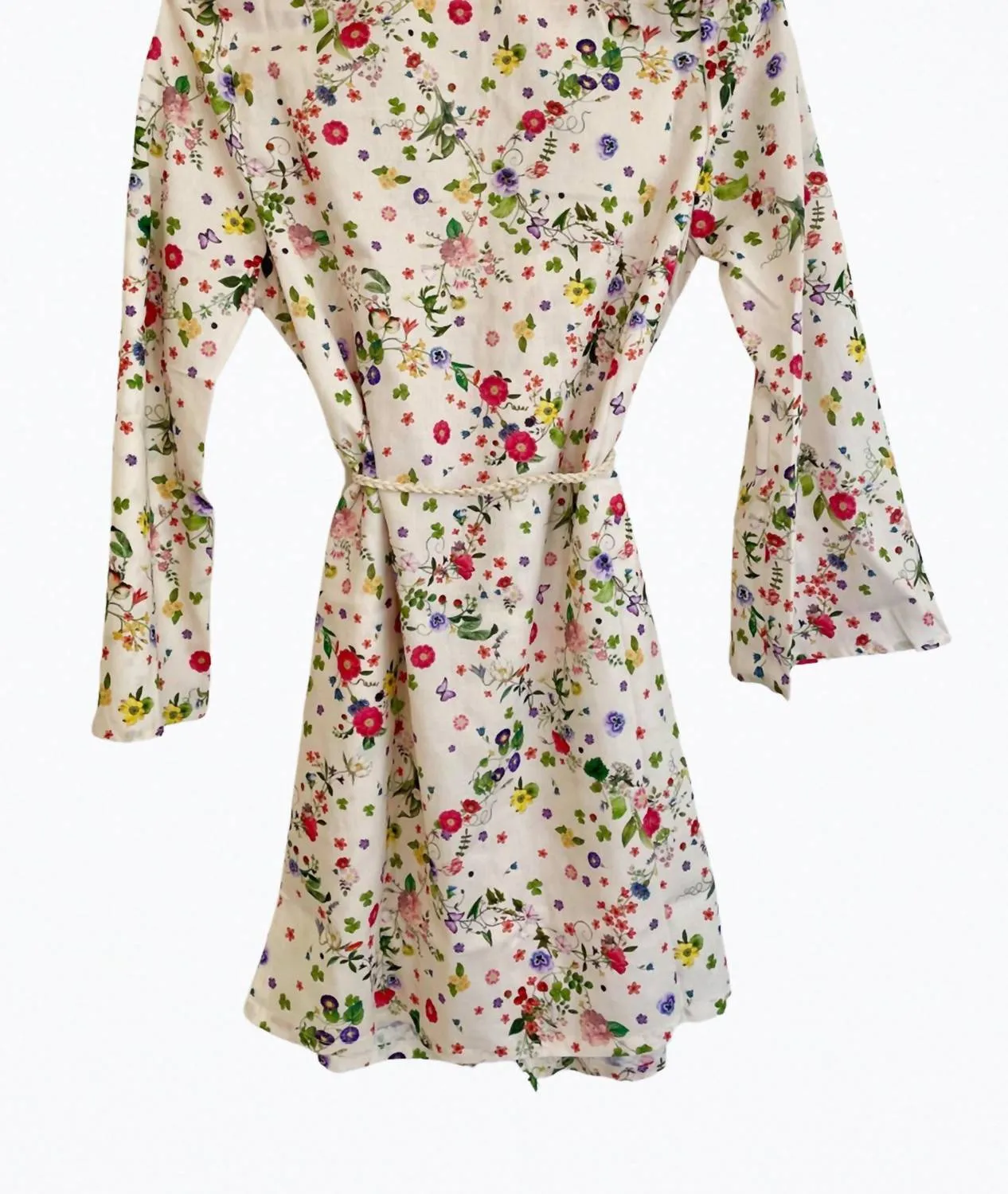 Marianne Floral Organic Cotton Kimono In White Floral