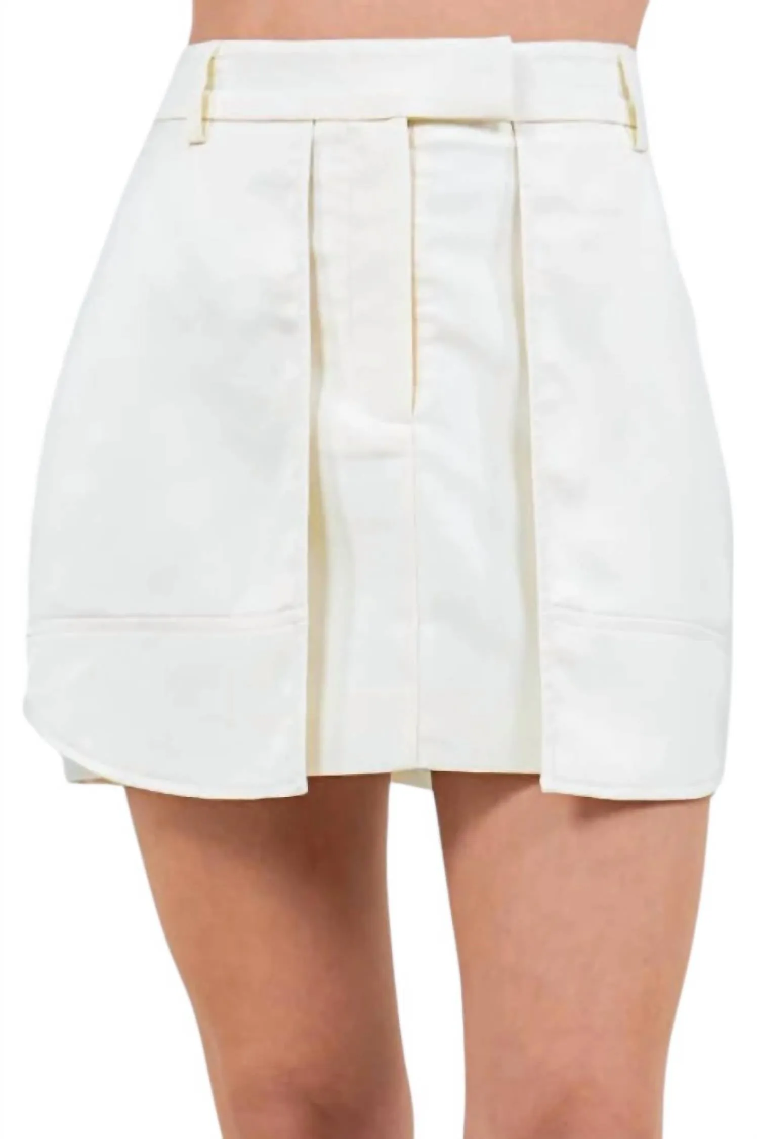 Marisol Overlay Satin Pocket Skirt In Ivory