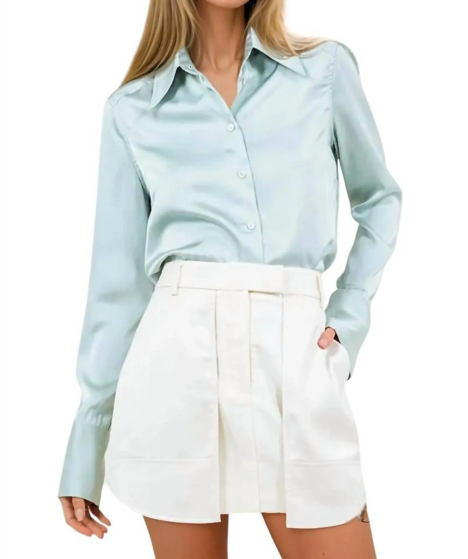 Marisol Overlay Satin Pocket Skirt In Ivory
