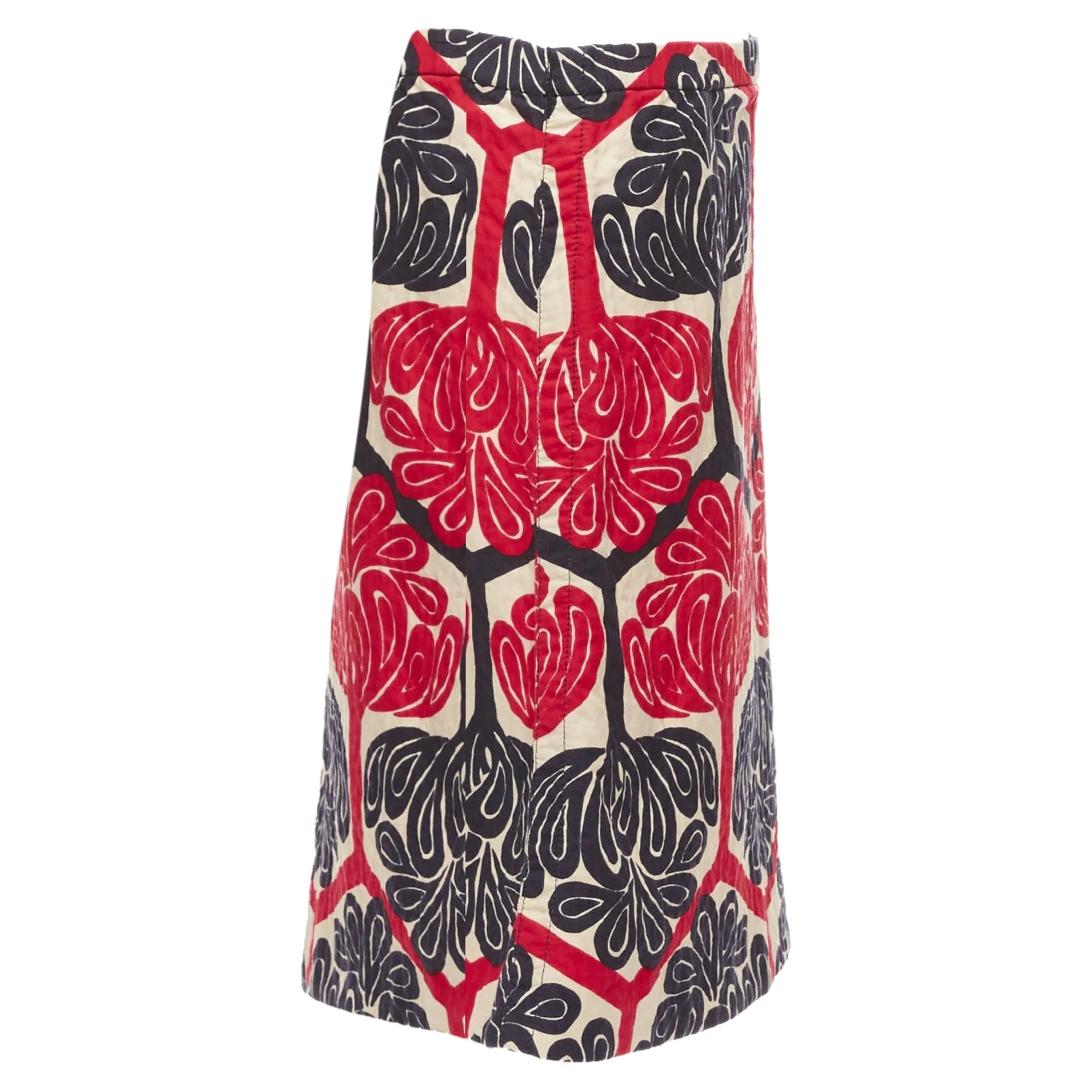 Marni Ethnic Print Cotton Aline Knee Skirt