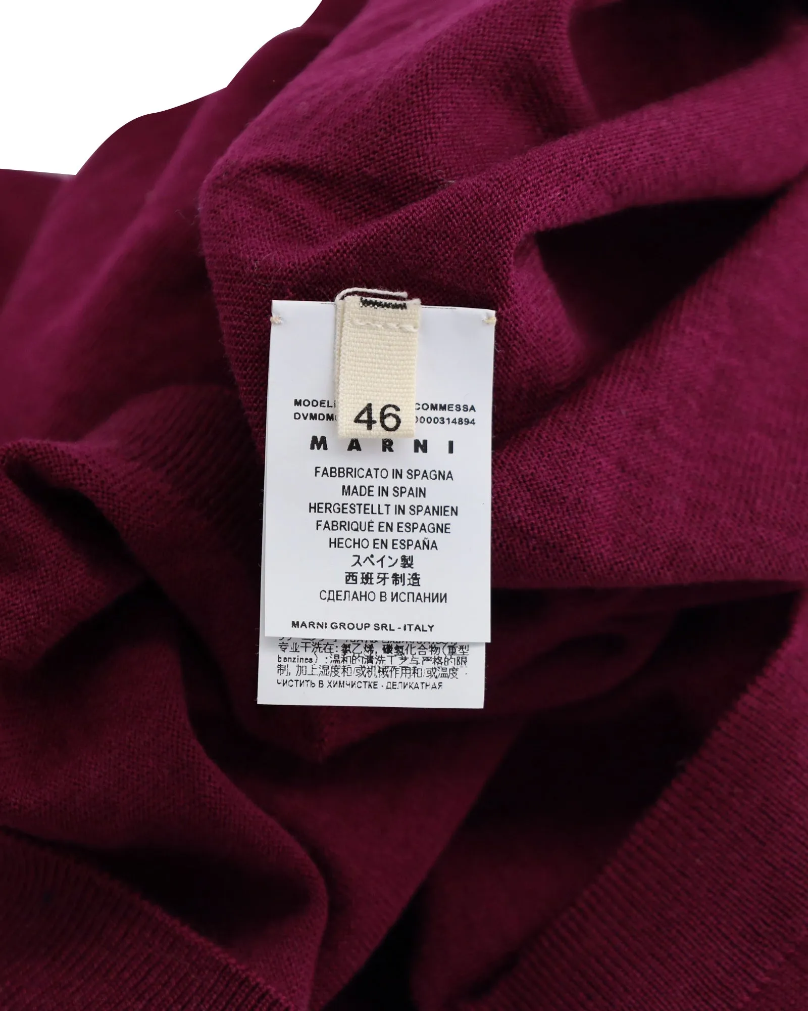 Marni Long Sleeve Turtleneck Sweater in Maroon Wool