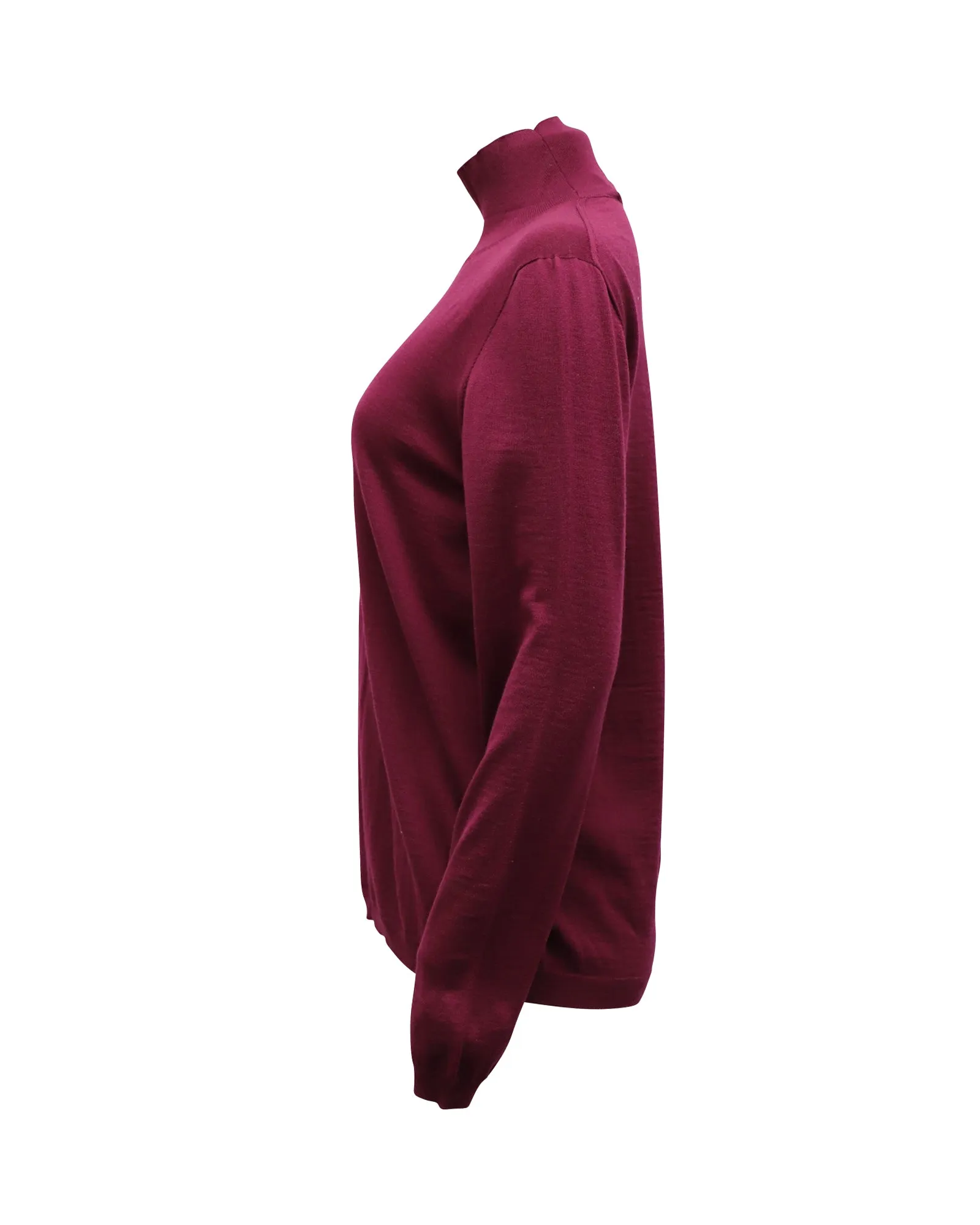 Marni Long Sleeve Turtleneck Sweater in Maroon Wool