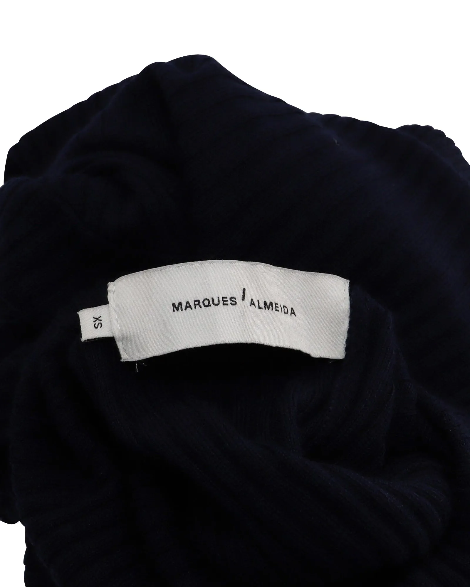 Marques Almeida Draped Asymmetric Sweater in Navy Blue Wool