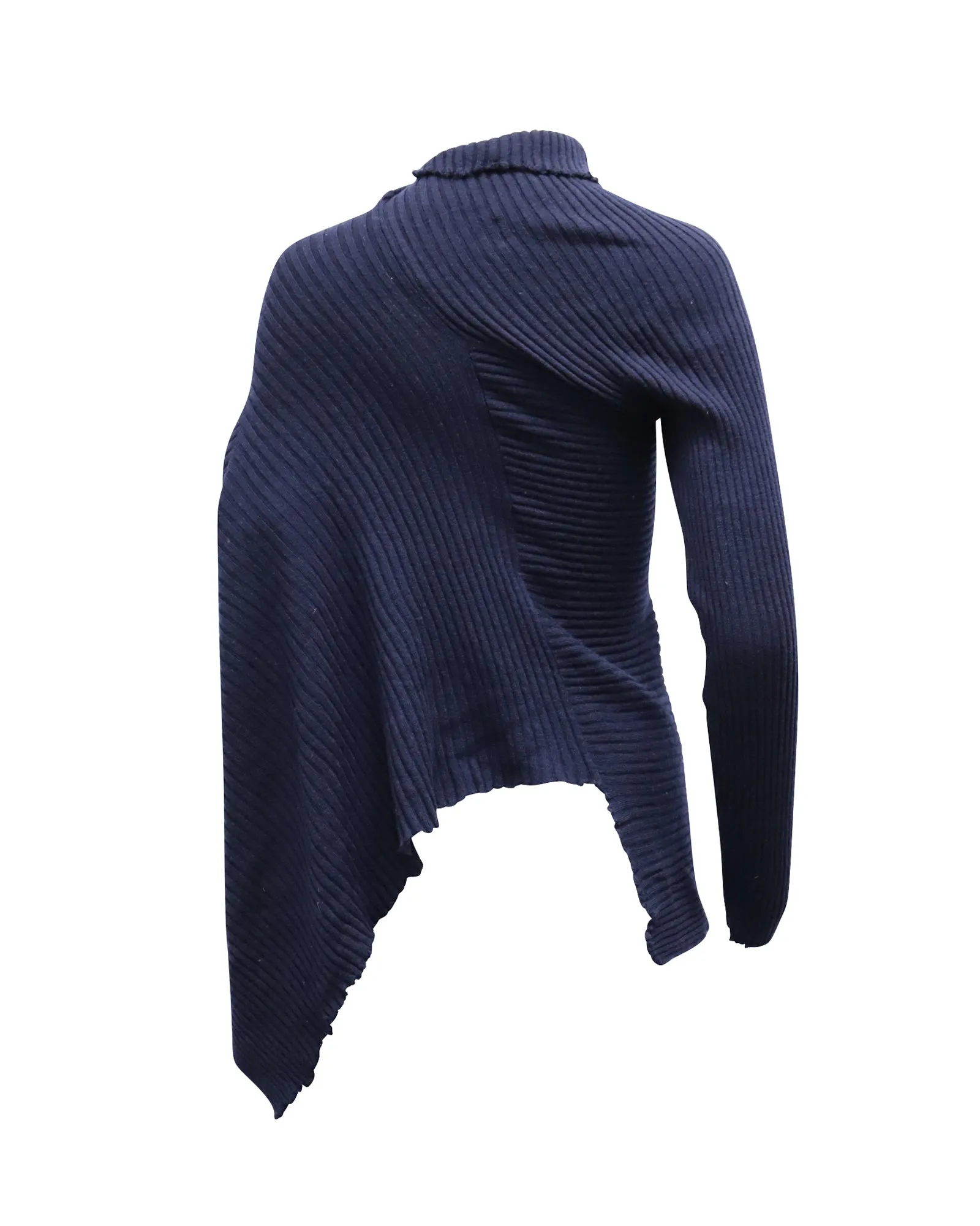 Marques Almeida Draped Asymmetric Sweater in Navy Blue Wool