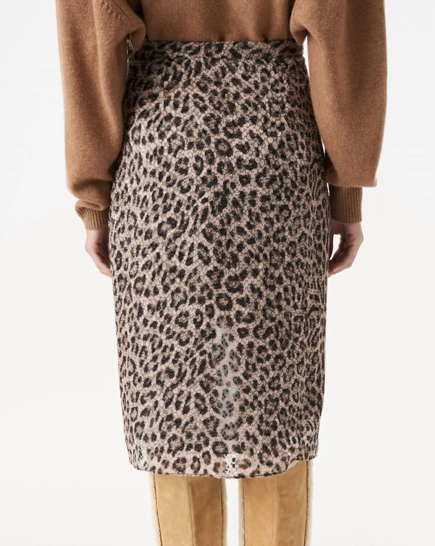 Marwa Midi Skirt In Black Leopard