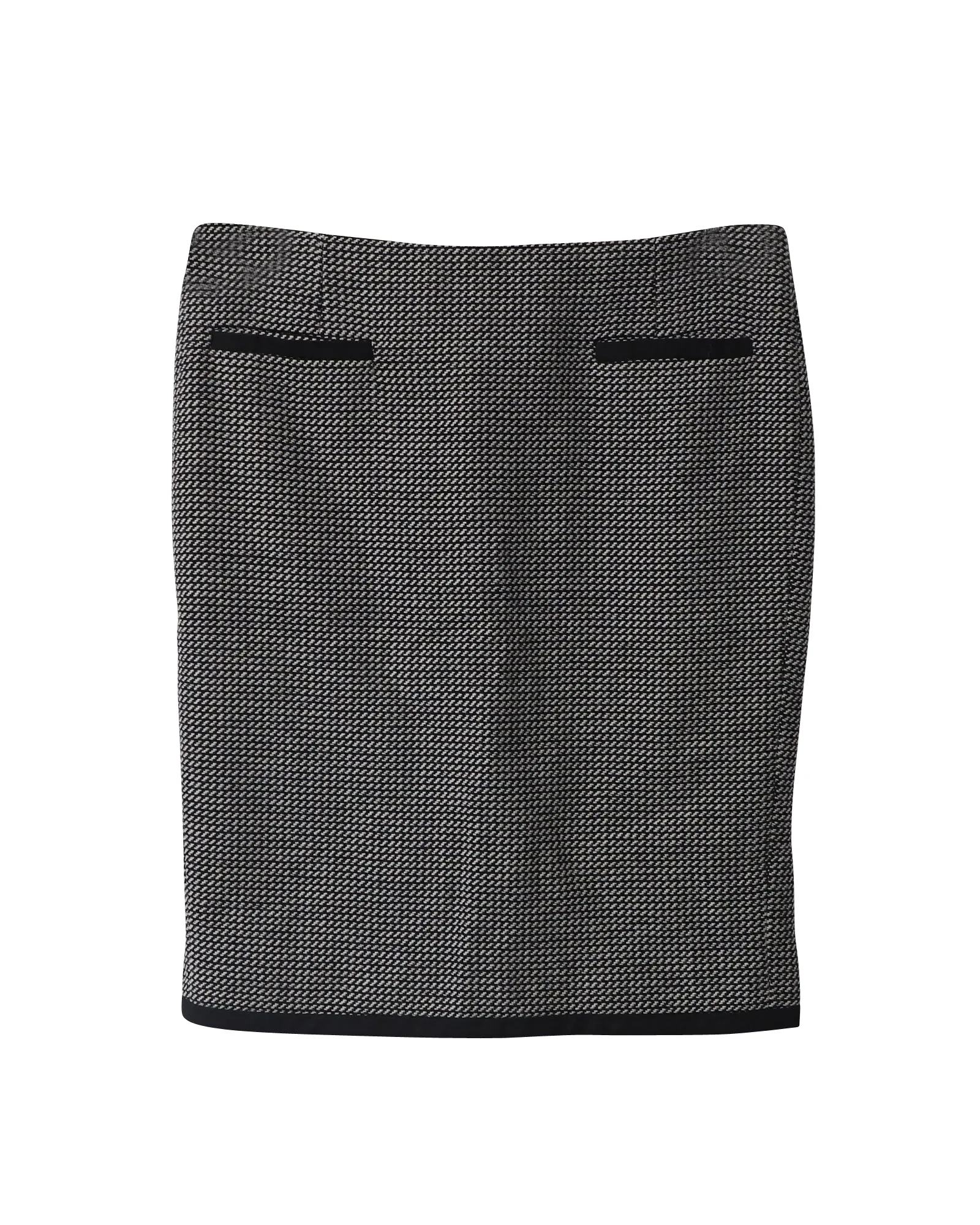 Max Mara Tweed Pencil Skirt in Black Wool