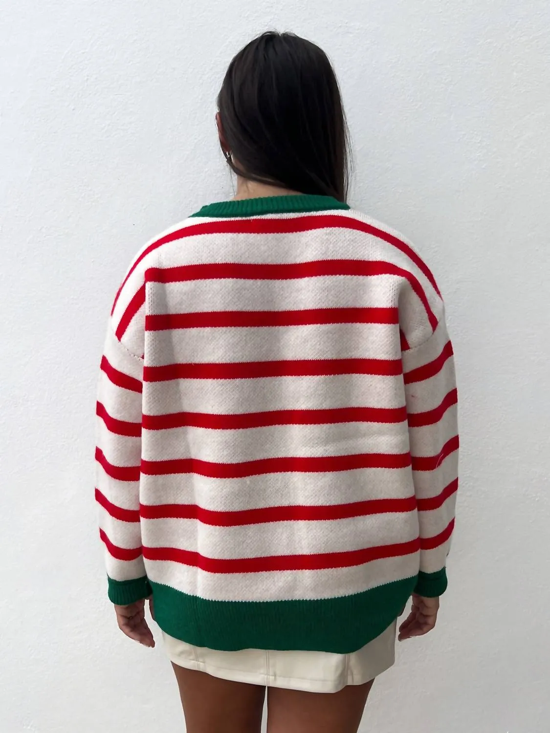 Merry & Bright Christmas Sweater In Ivory/red