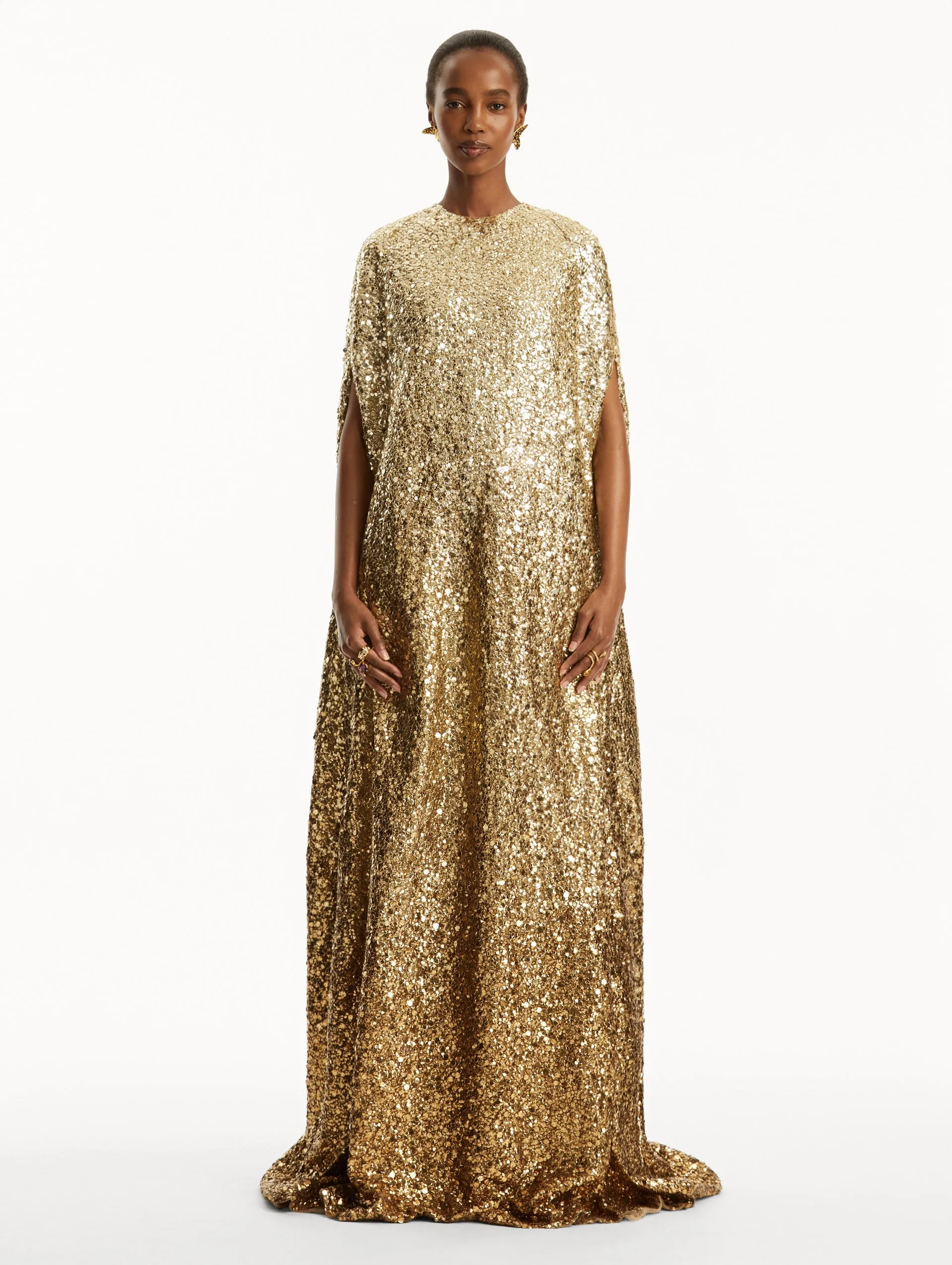 Metallic Ombr Sequin Embroidered Caftan
