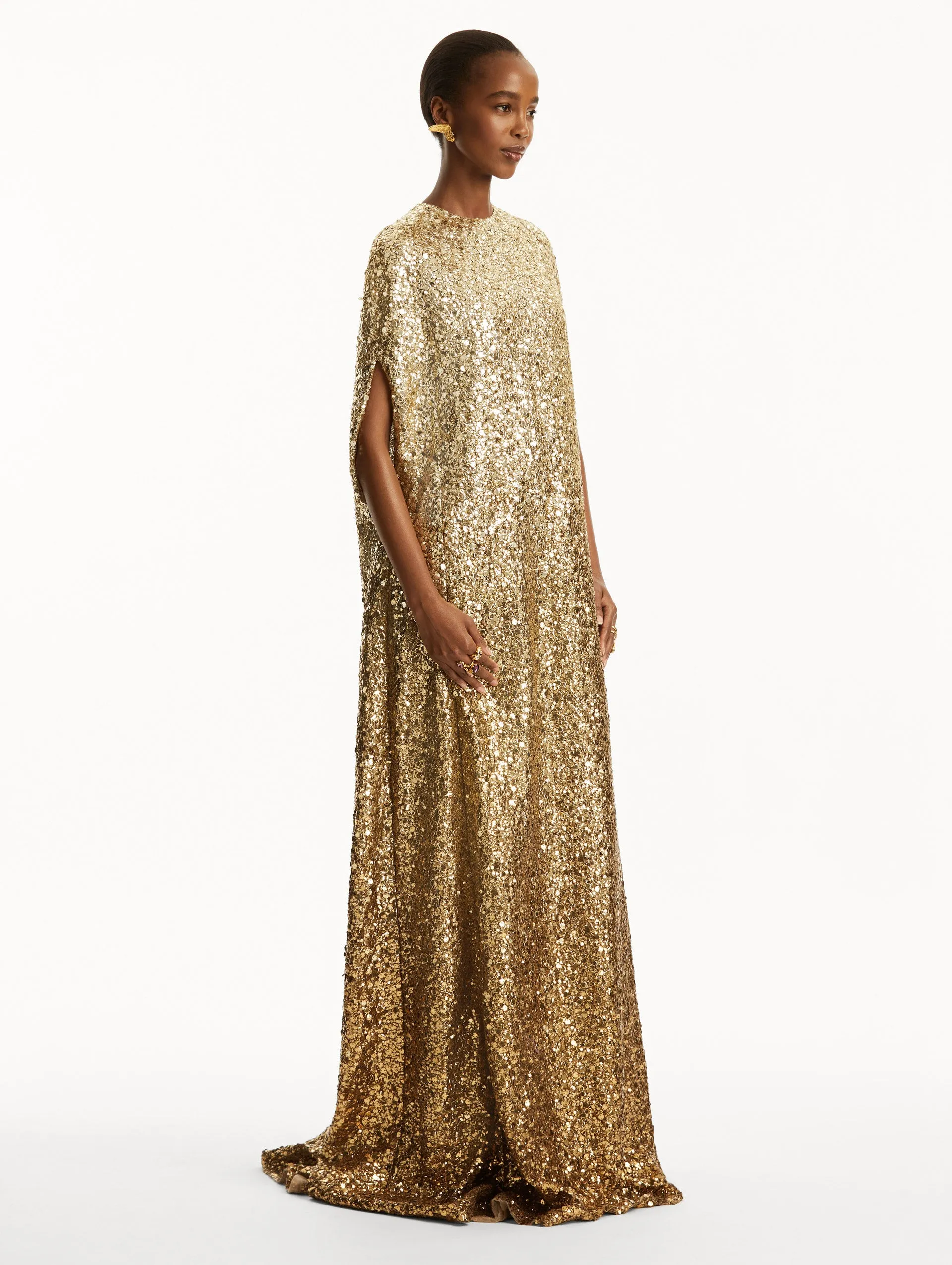 Metallic Ombr Sequin Embroidered Caftan