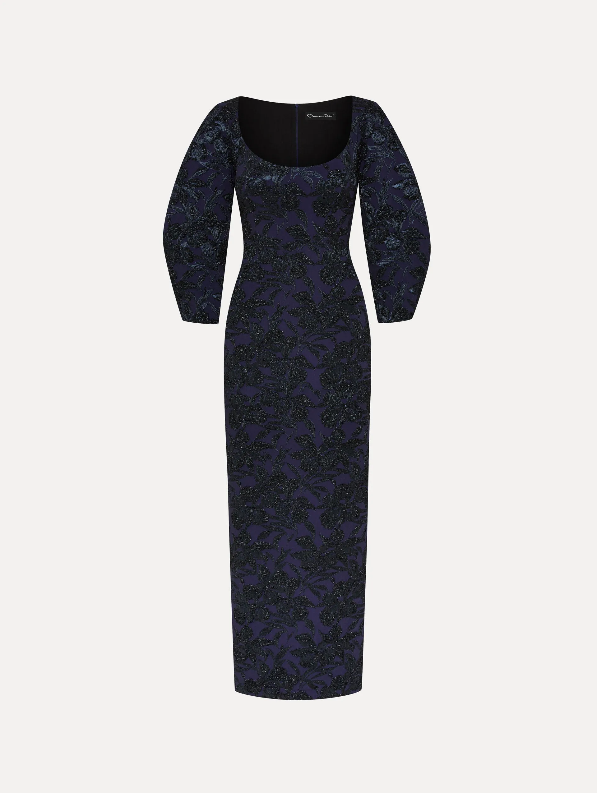 Metallic Orchid Jacquard Column Gown