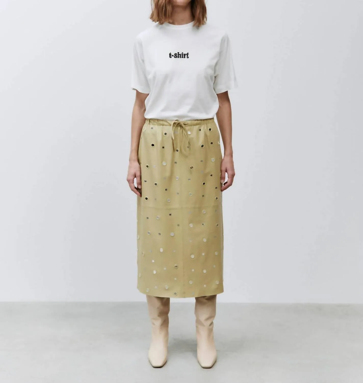 Mirrored Leather Skirt In Zenzero