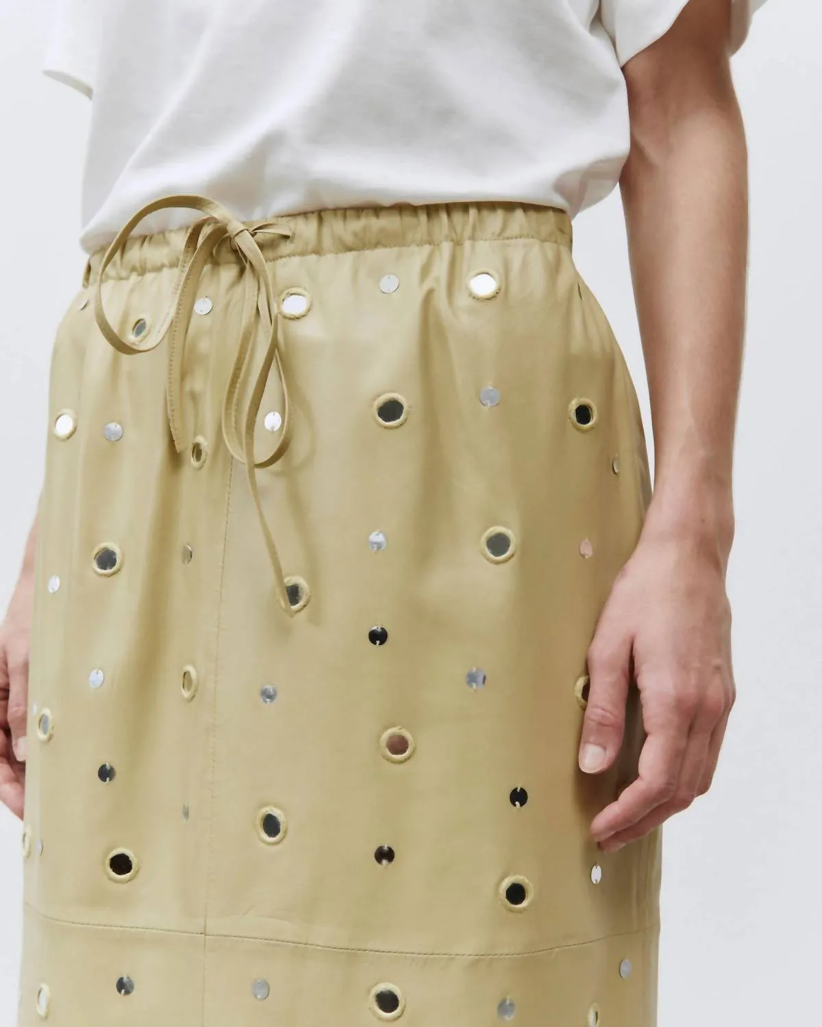 Mirrored Leather Skirt In Zenzero