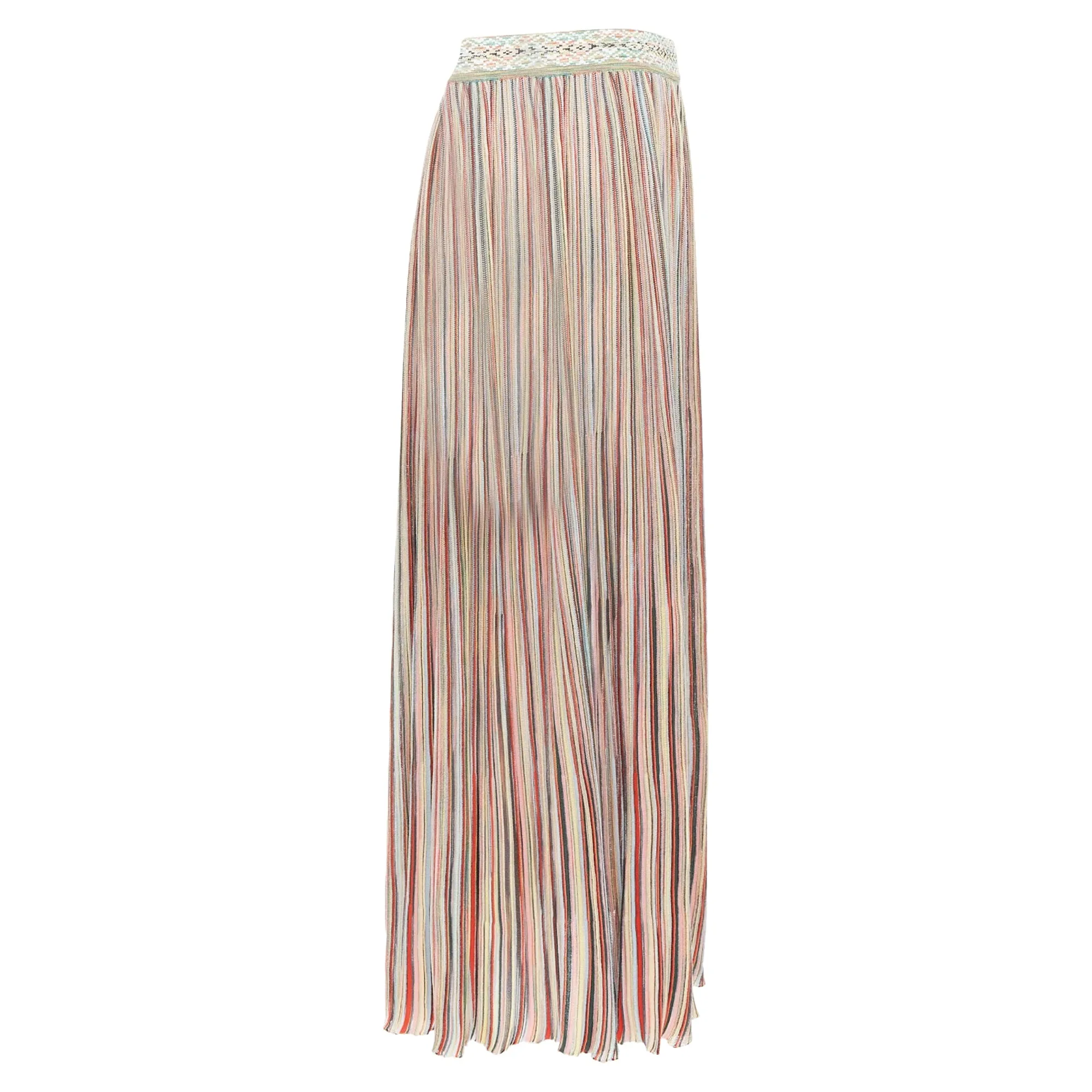 Missoni multicolor cotton blend signature striped knit midi skirt
