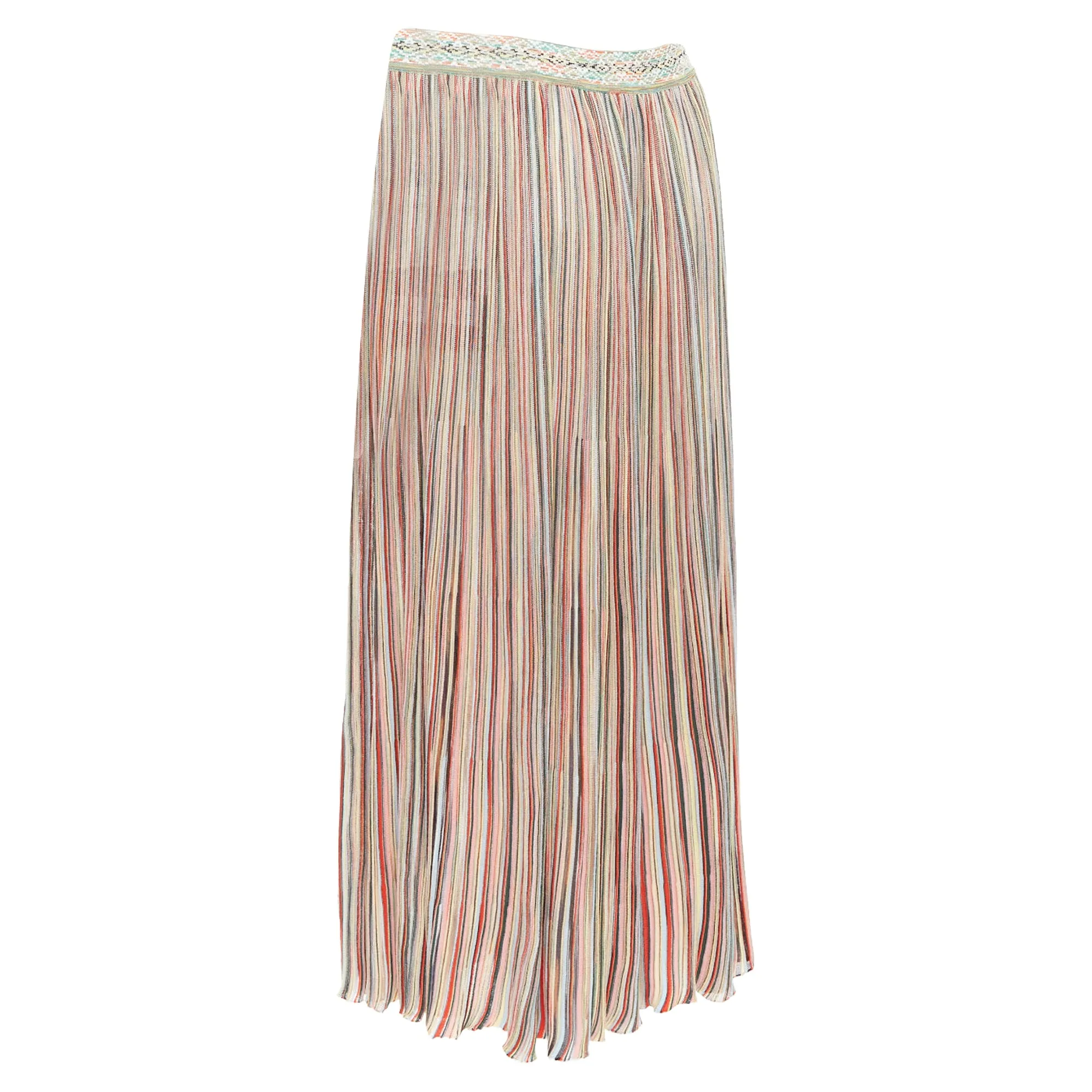 Missoni multicolor cotton blend signature striped knit midi skirt
