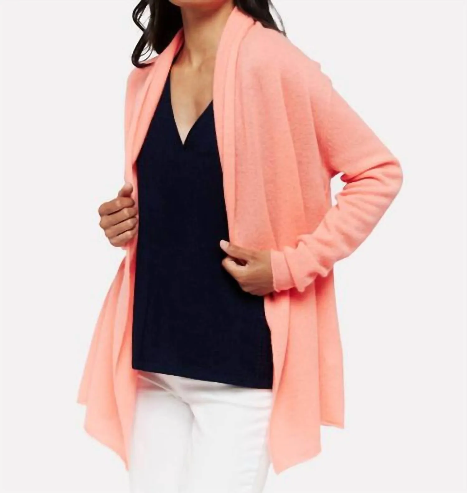 Mona Travel Cardigan In Neon Coral