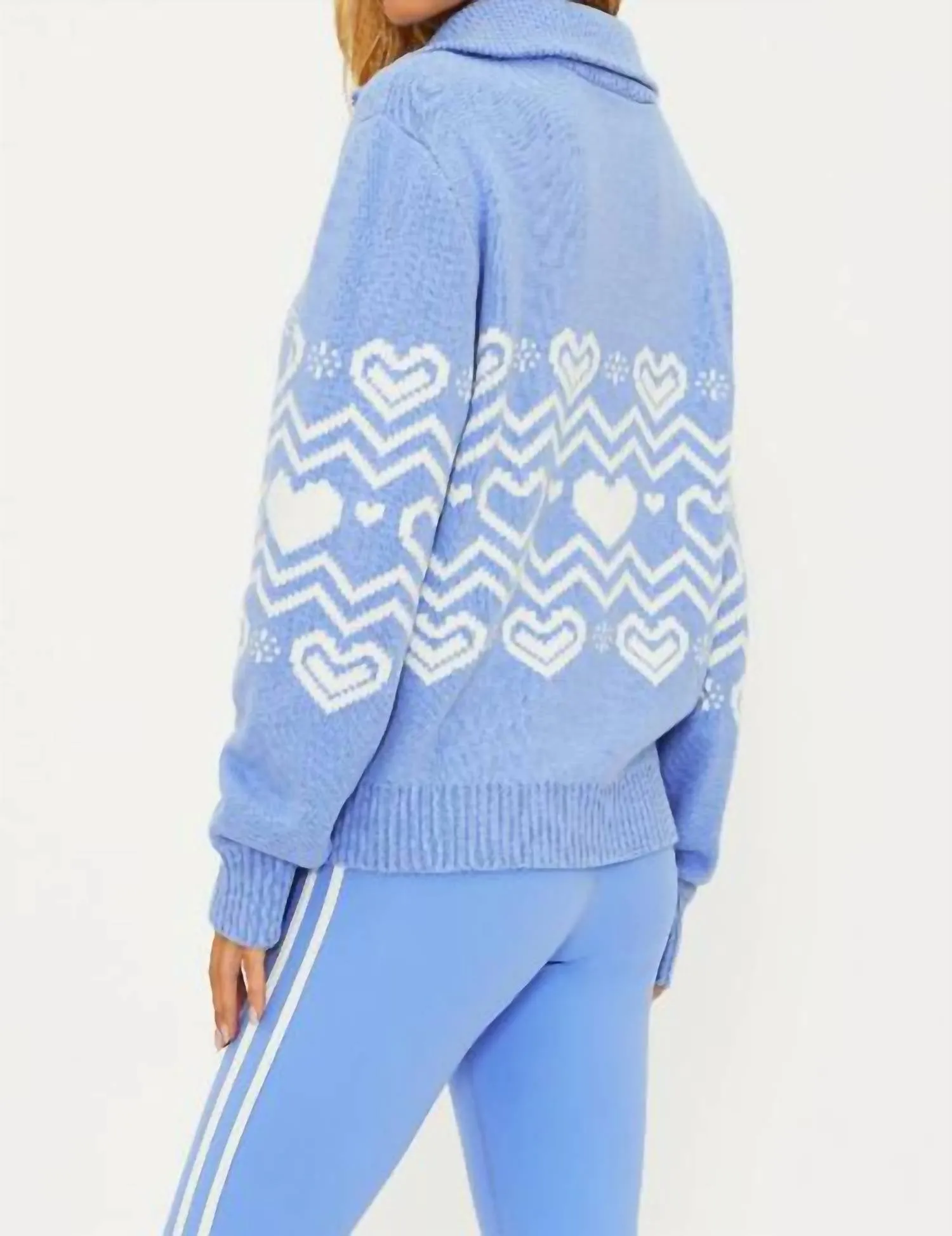 Monterey Zip Intarsia Sweater In Blue Alps