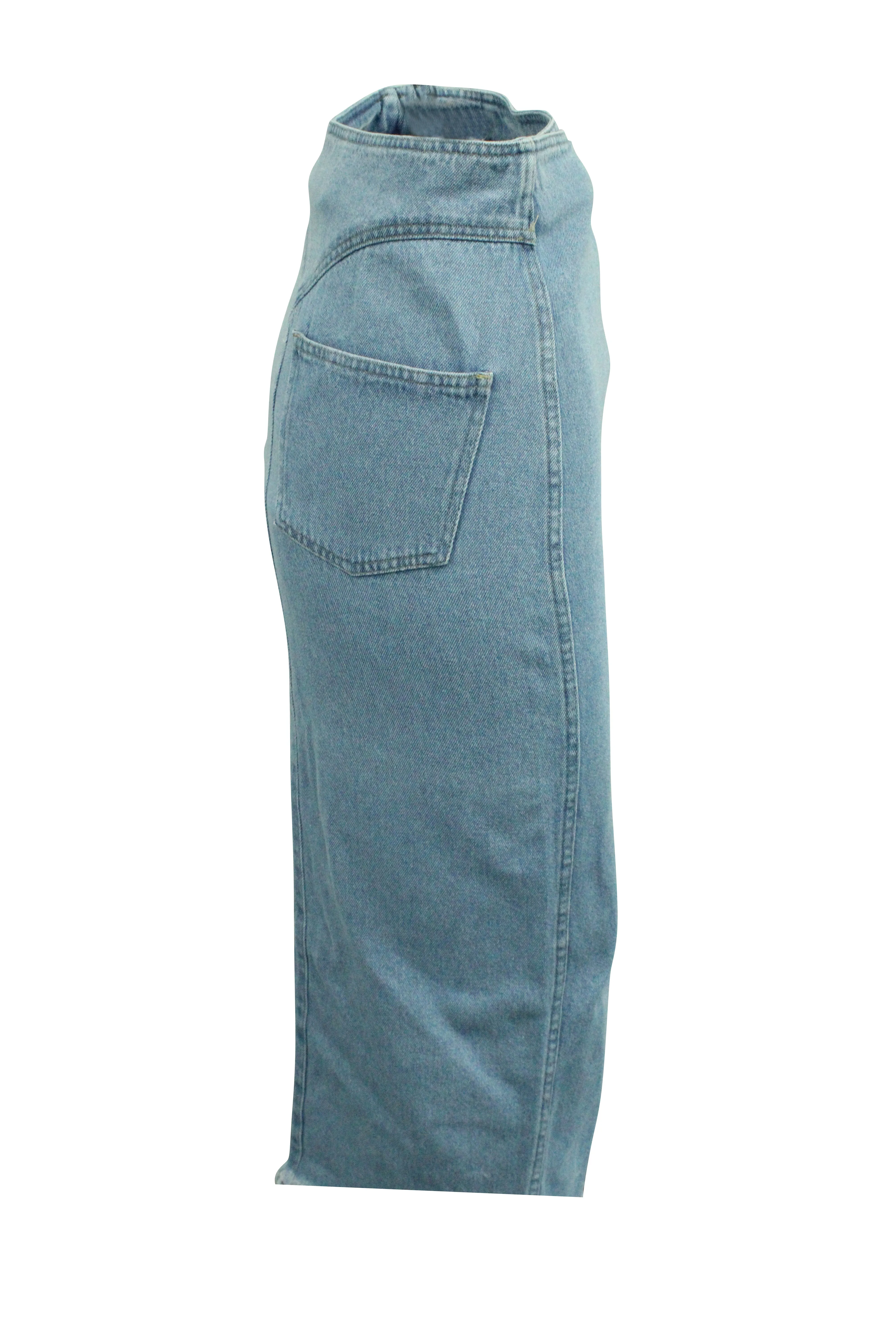 Nanushka Wrap Skirt in Light Blue Cotton Denim