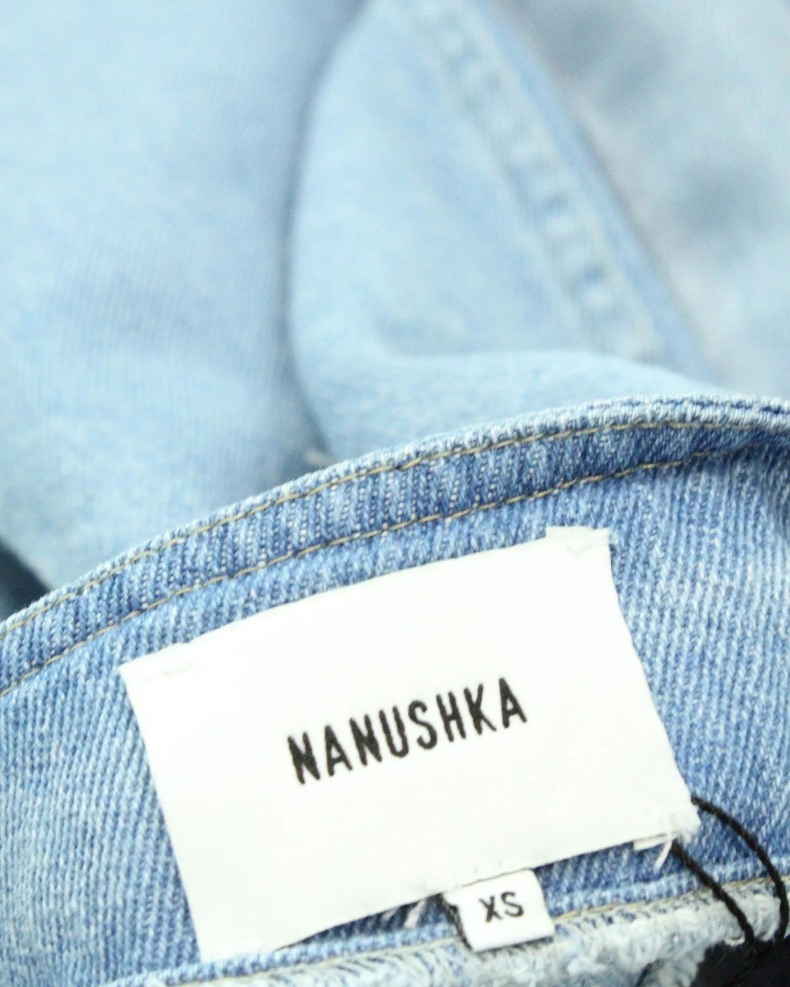 Nanushka Wrap Skirt in Light Blue Cotton Denim