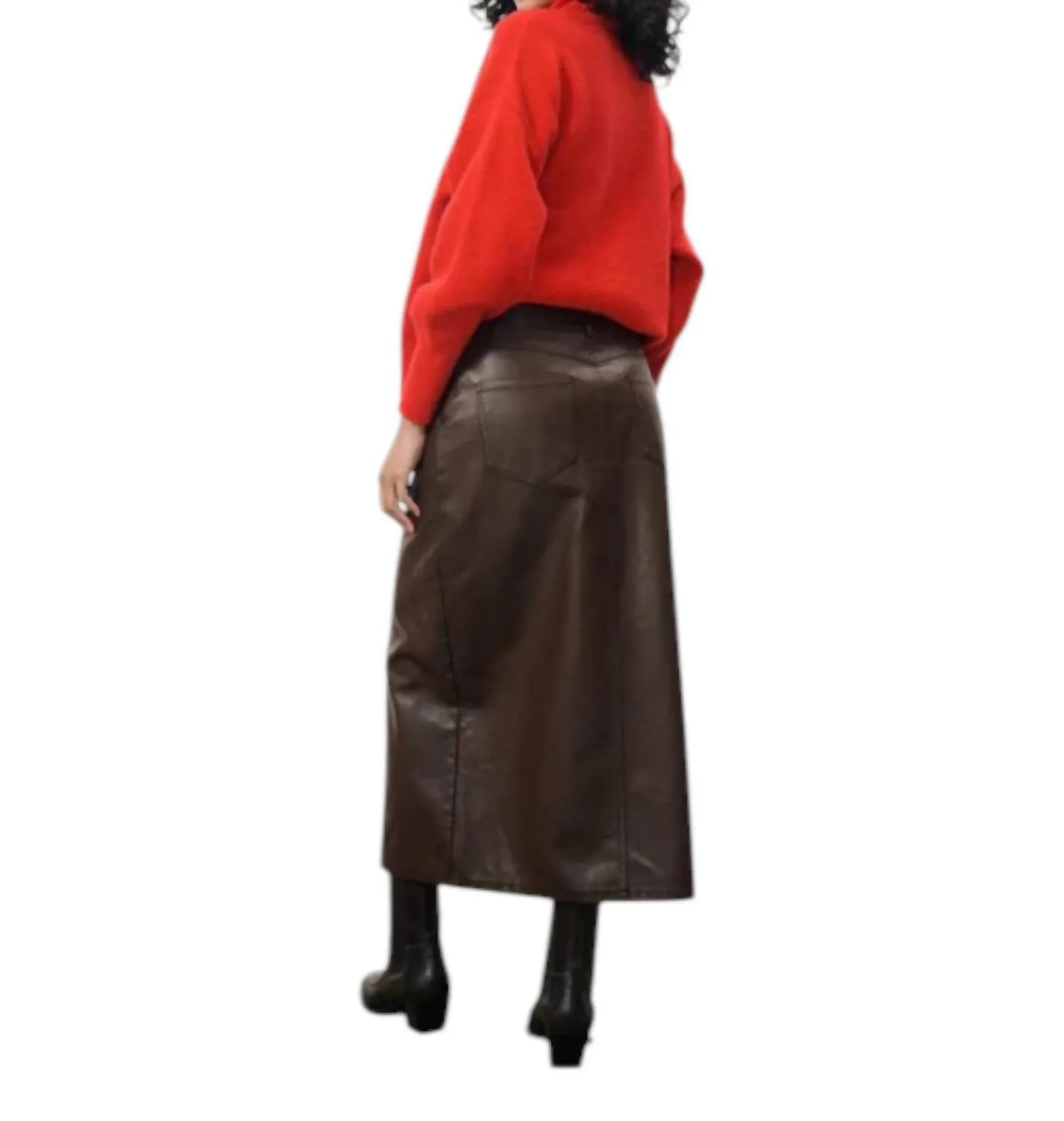 Nassia Leather Skirt In Chocolate