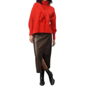 Nassia Leather Skirt In Chocolate
