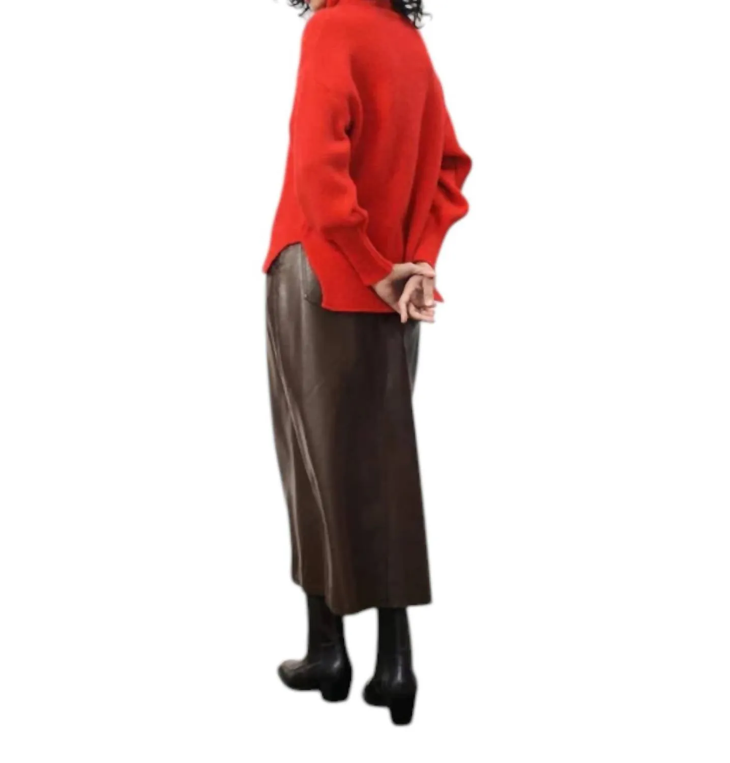Nassia Leather Skirt In Chocolate