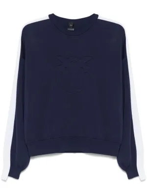Navy Blue Sweater With Stripe Detailing