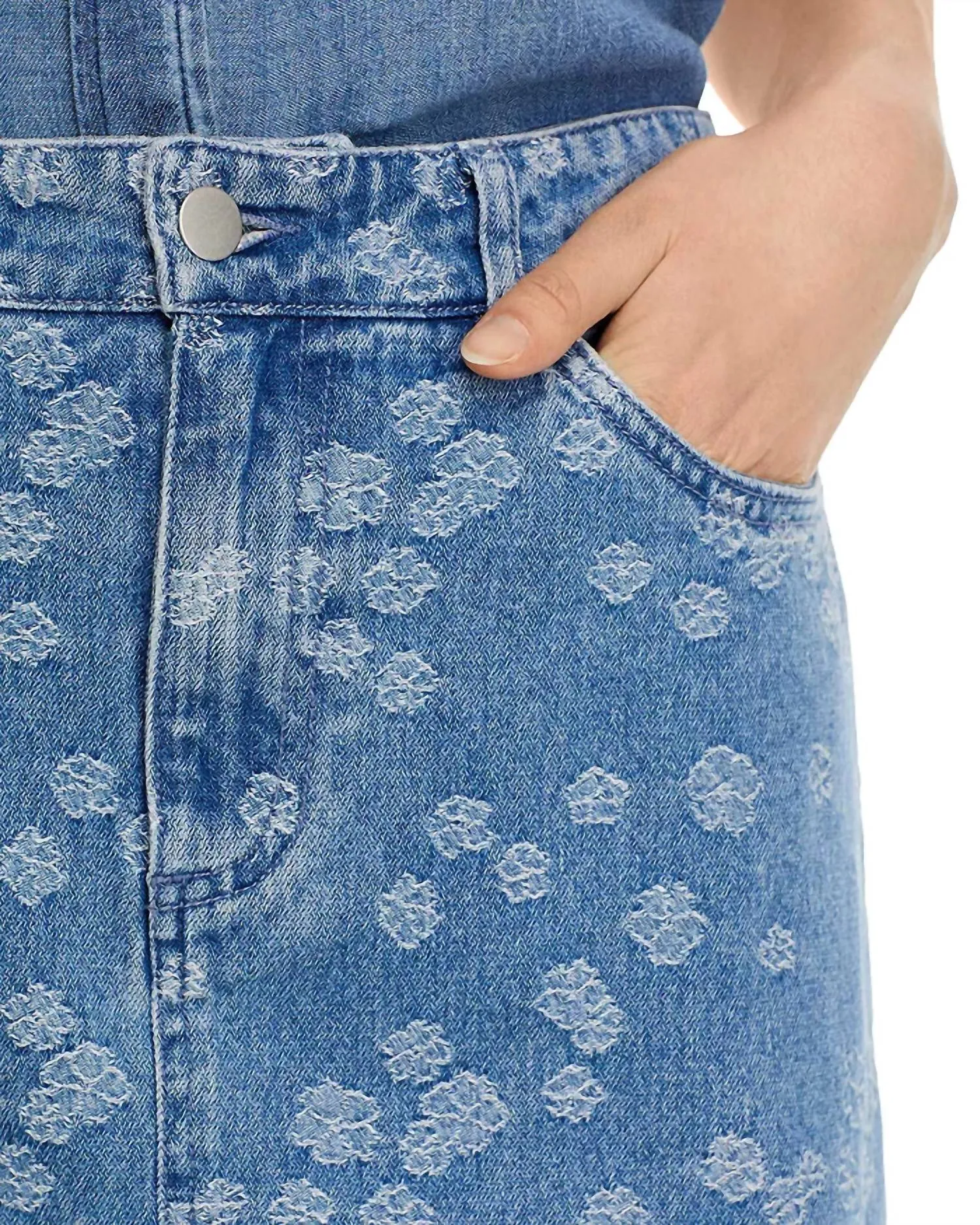 Nelle Jacquard Denim Skirt In Light Blue