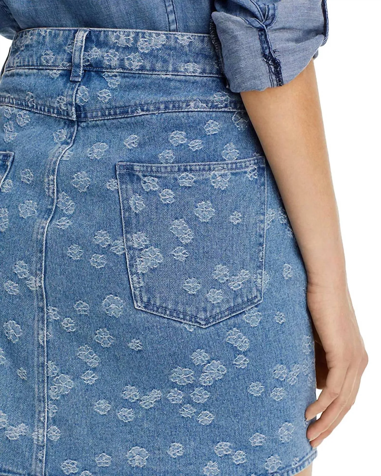Nelle Jacquard Denim Skirt In Light Blue