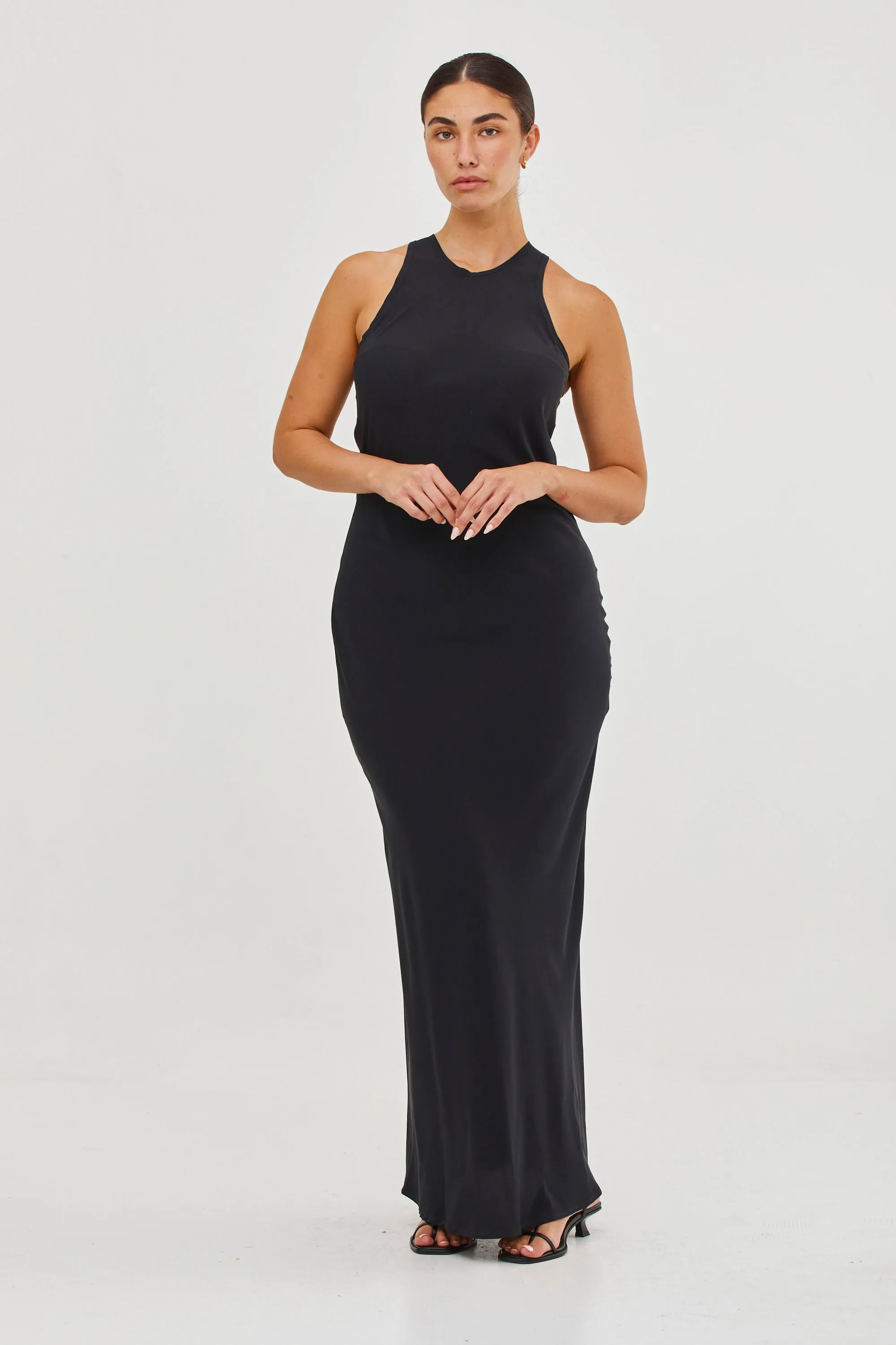 Niki Silk Slip Dress Black