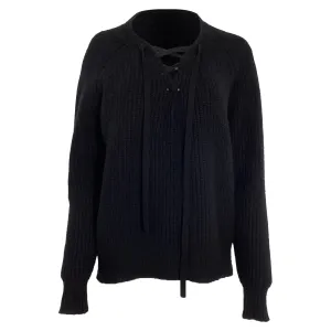 Nili Lotan Knitted Lace Tie Sweater in Black Wool