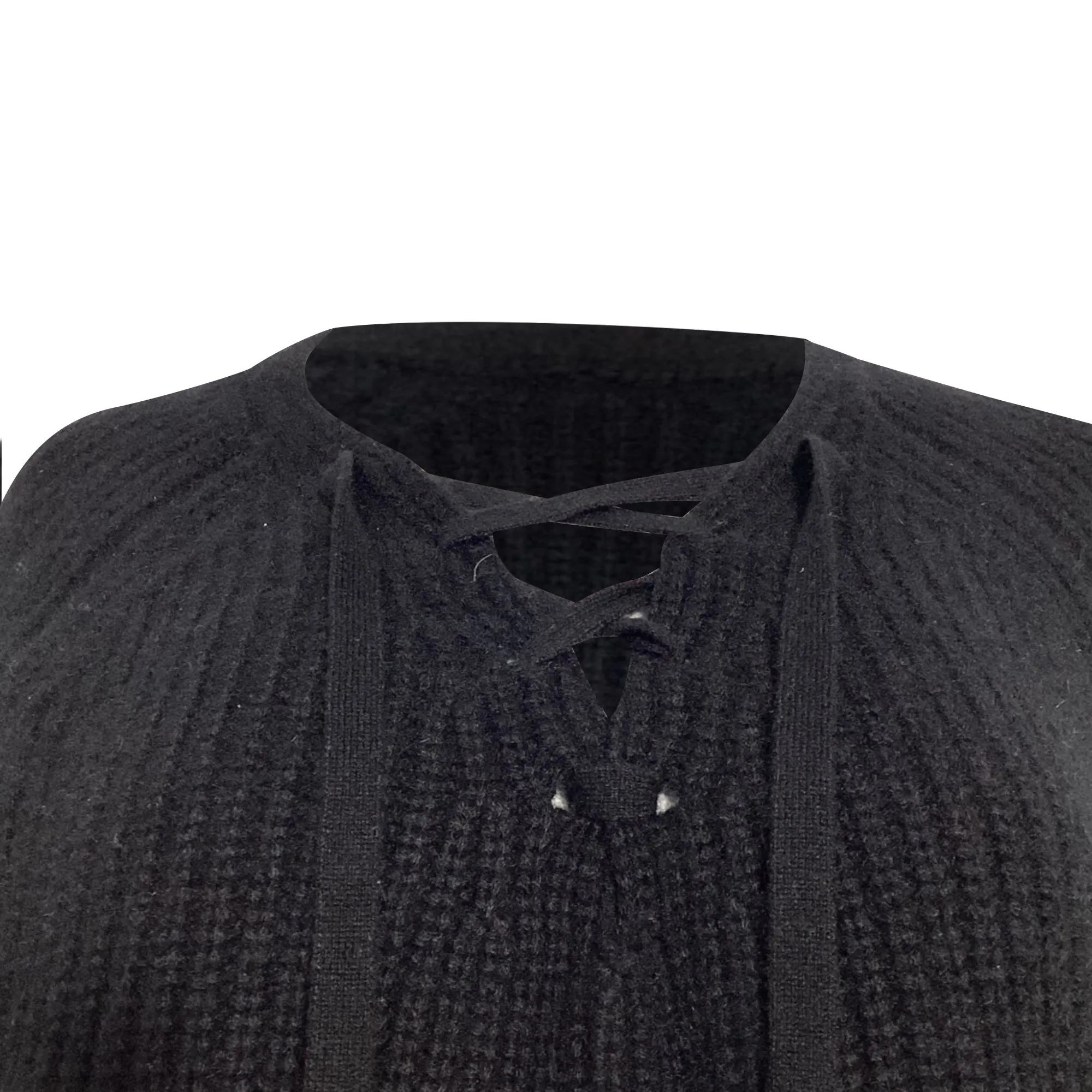 Nili Lotan Knitted Lace Tie Sweater in Black Wool