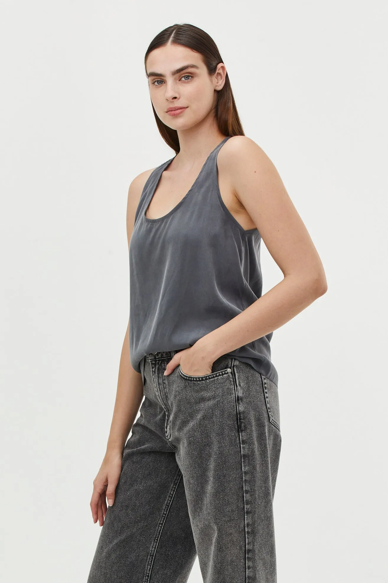 Olivia Top Cupro Grey