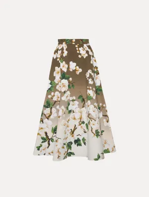 Ombr Cherry Blossom Cotton Poplin Skirt
