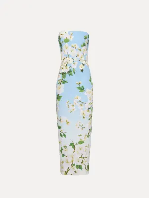 Ombr Cherry Blossom Strapless Gown