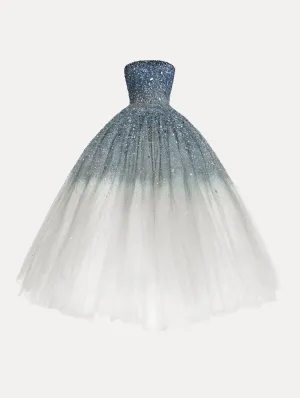 Ombr Sequin Embroidered Ball Gown
