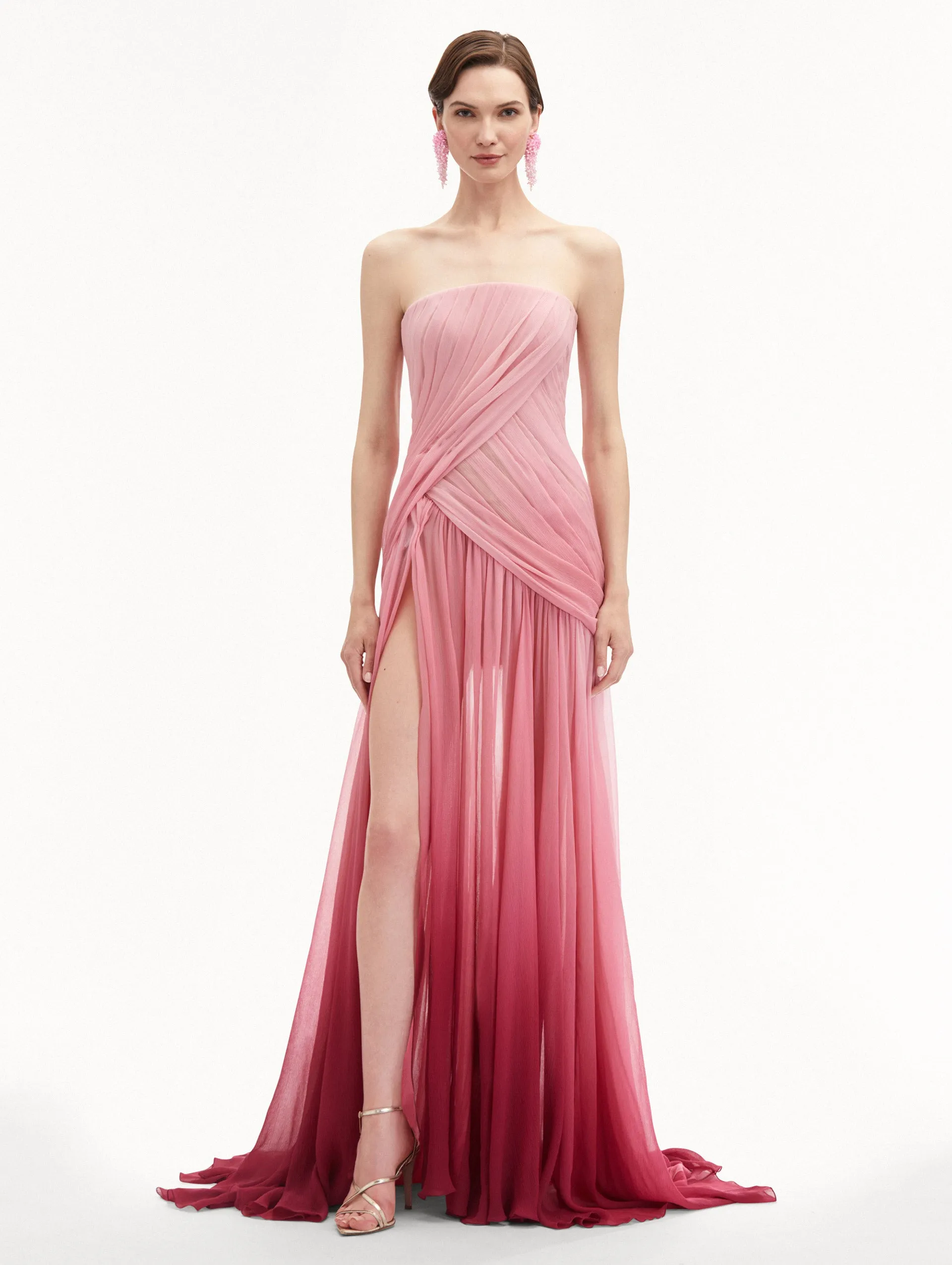 Ombr Silk Chiffon Gown