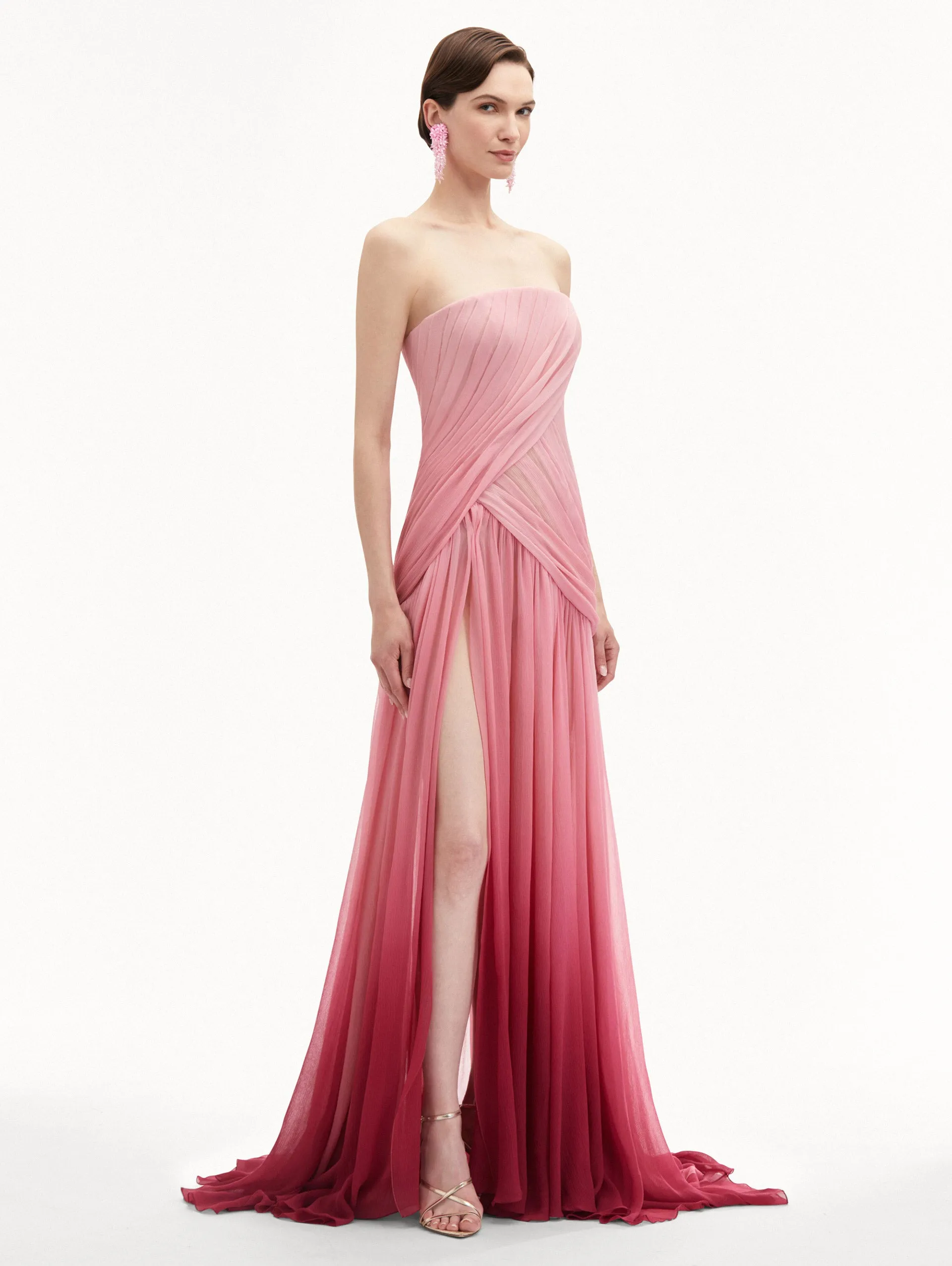 Ombr Silk Chiffon Gown